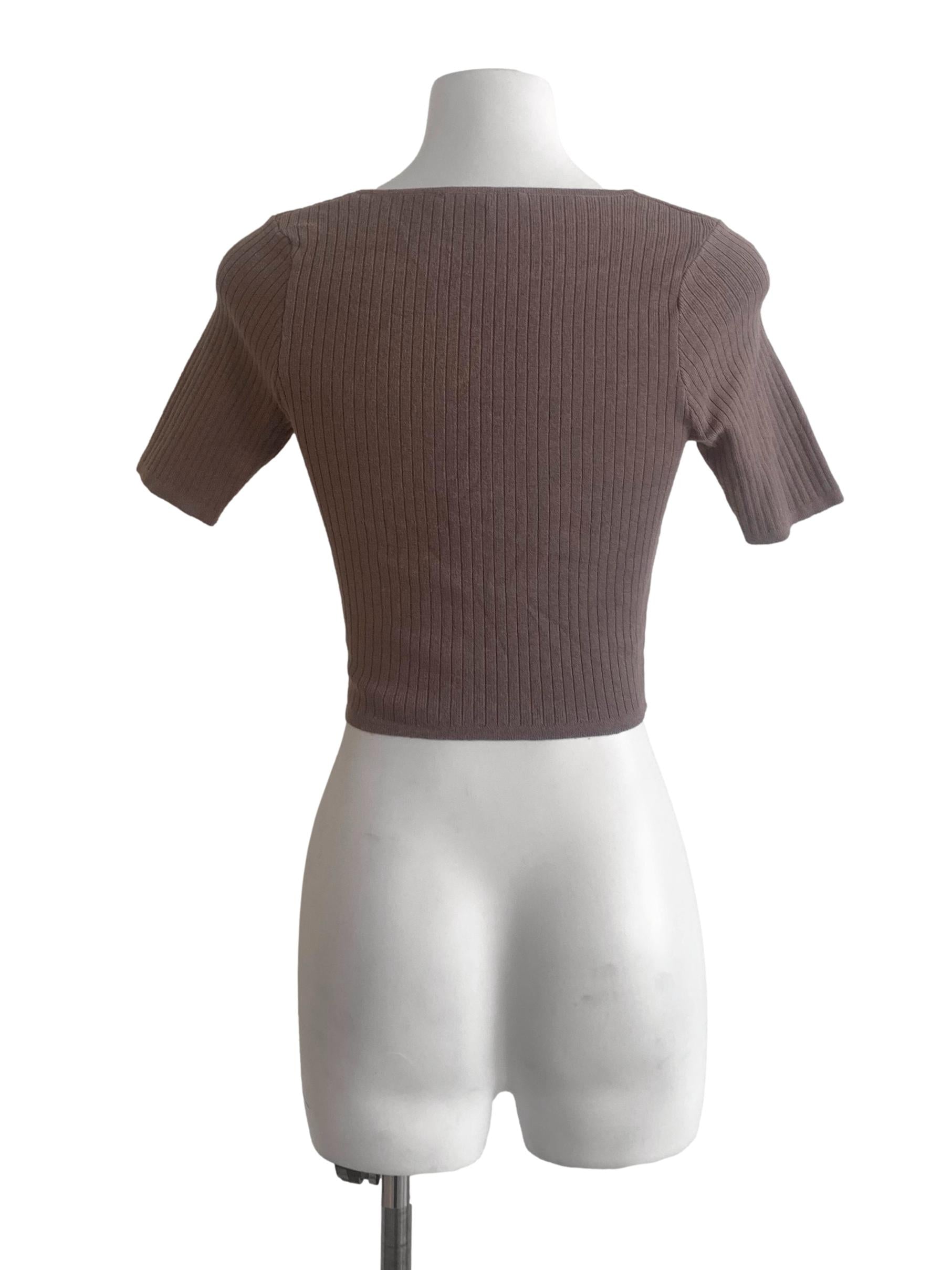 Coffee Brown Square Neck Top TCL