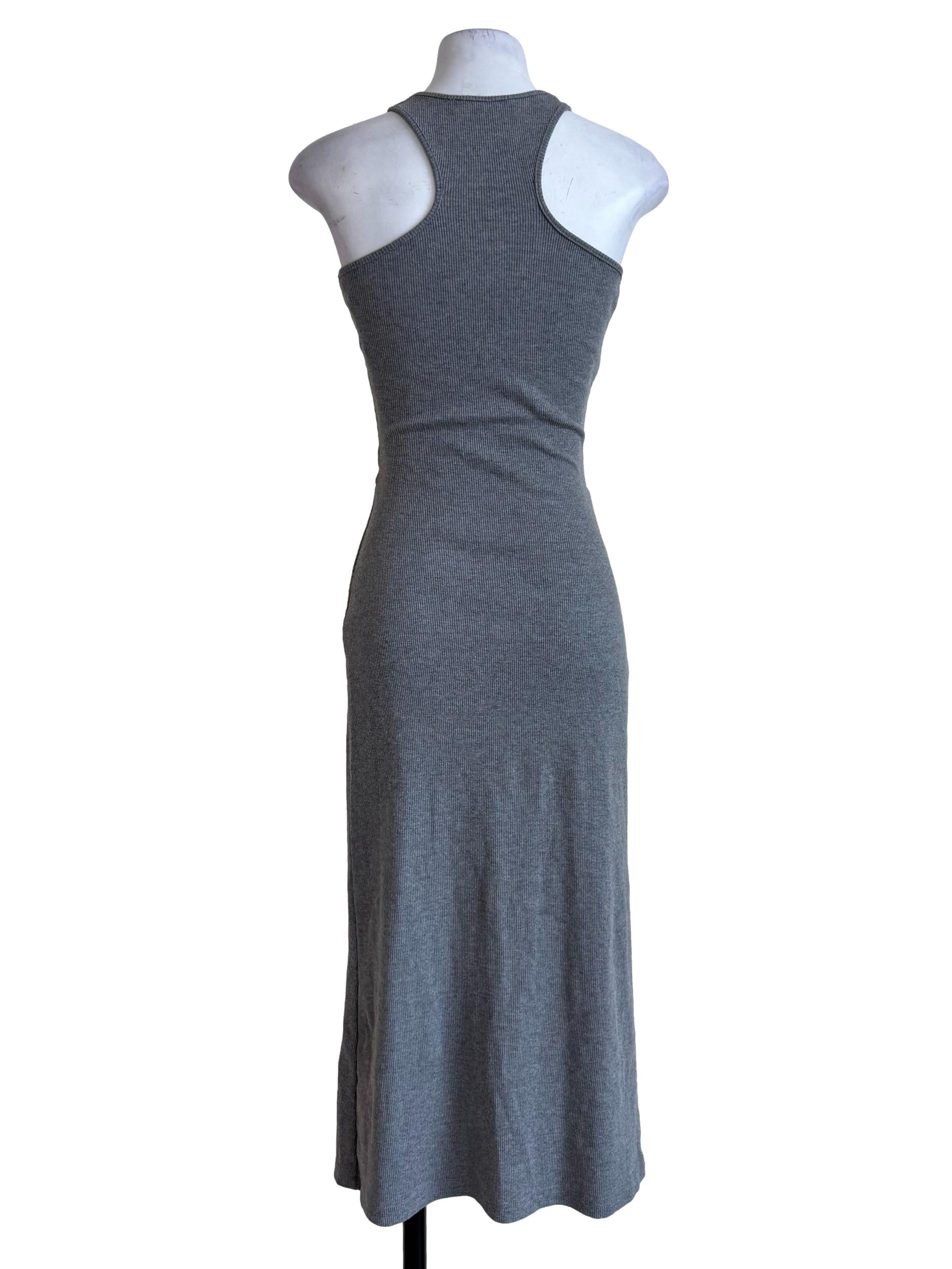 Textured Grey Front Hole Bodycon Dress
