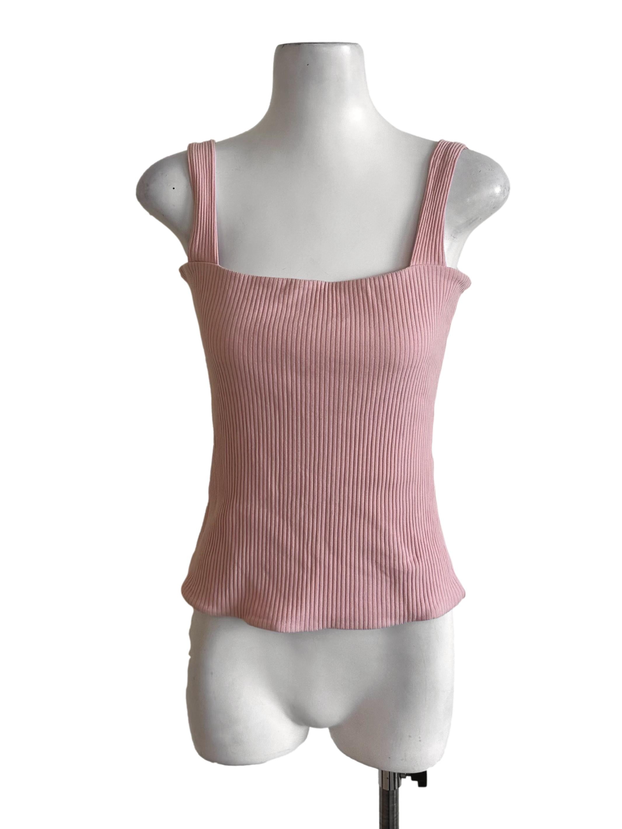 Light Pink Knit Square Neck Top