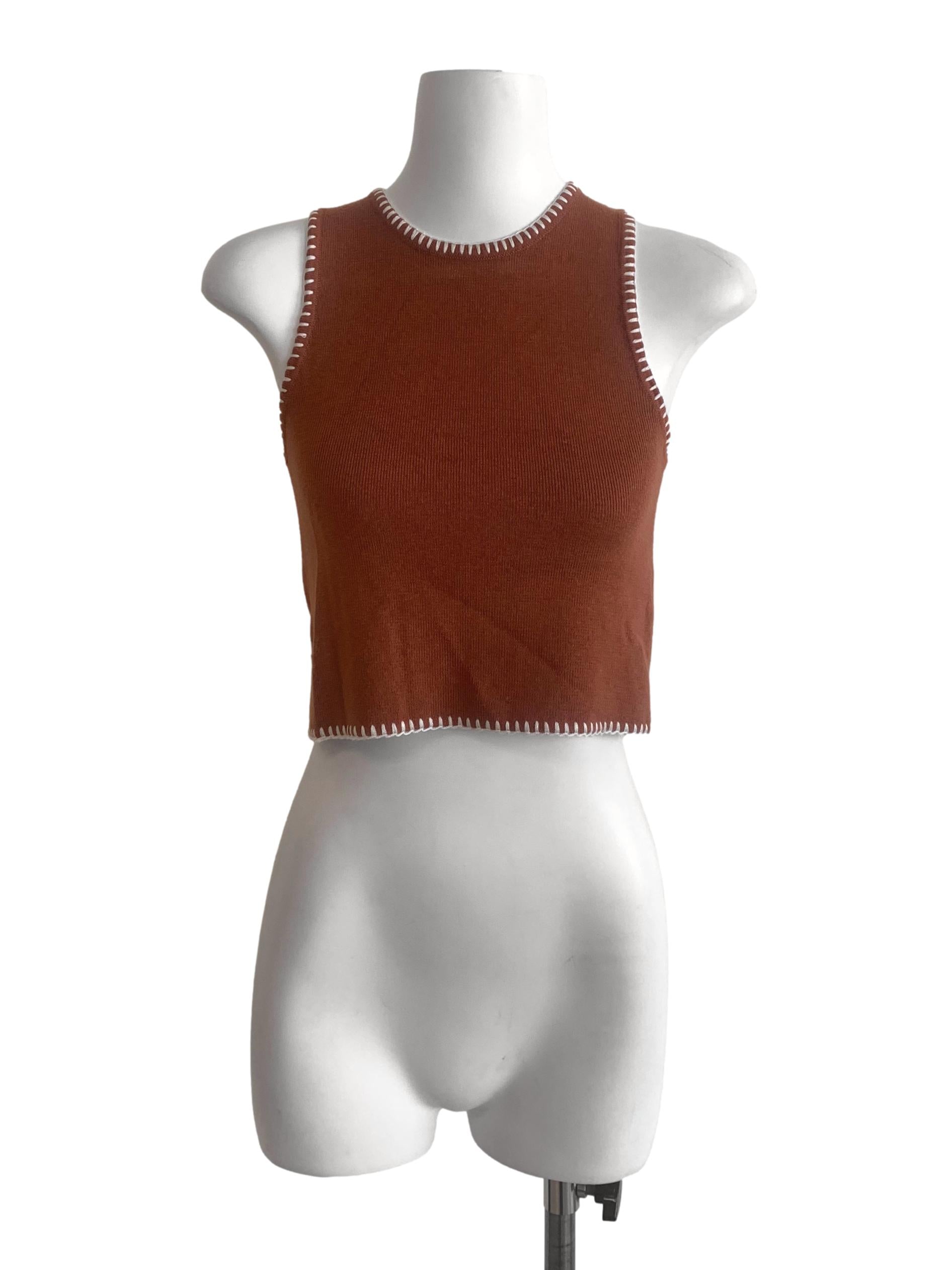 Tawny Brown Round Neck Tank Top LB