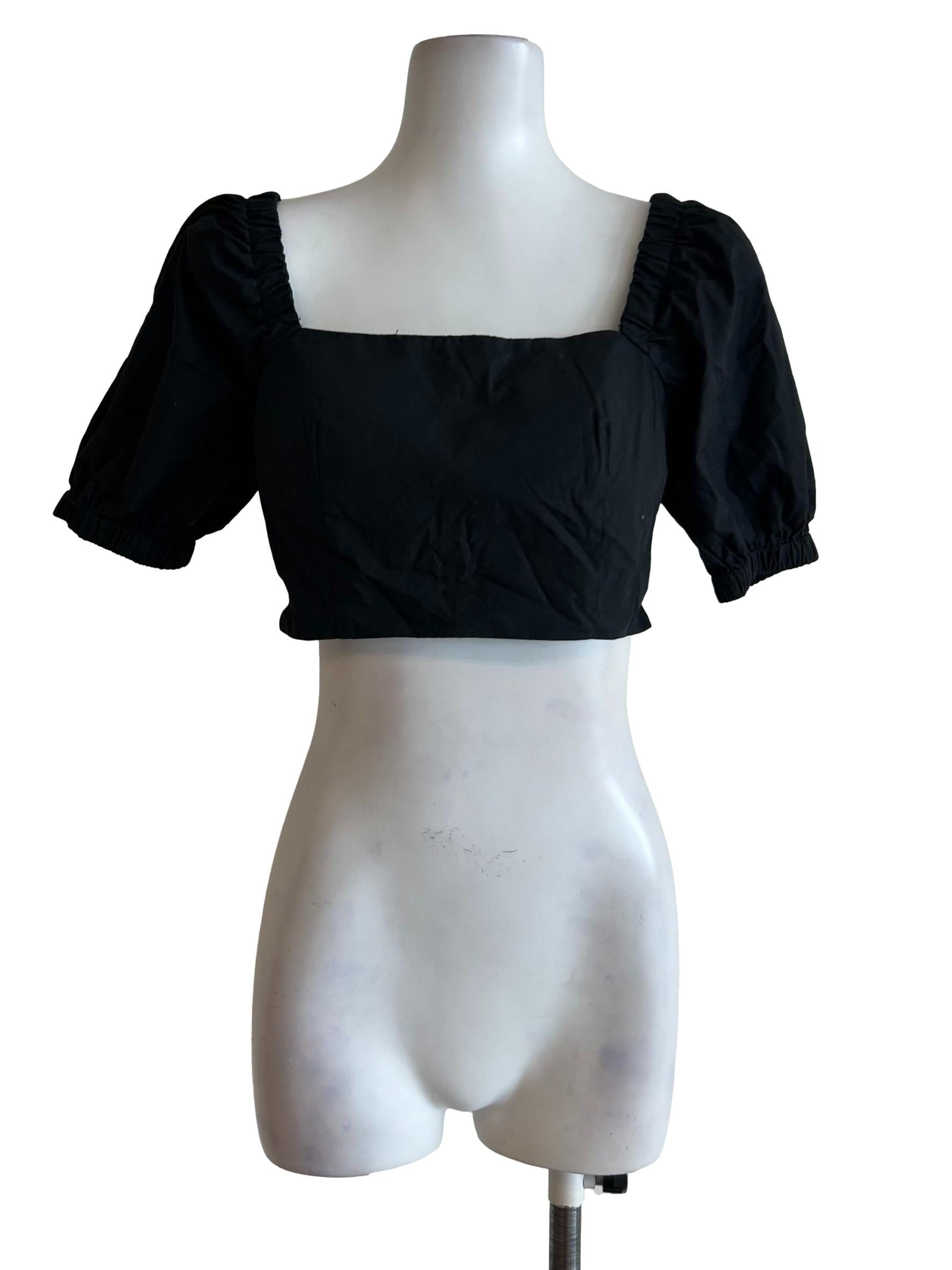 Matte Black Puff Sleeve Top