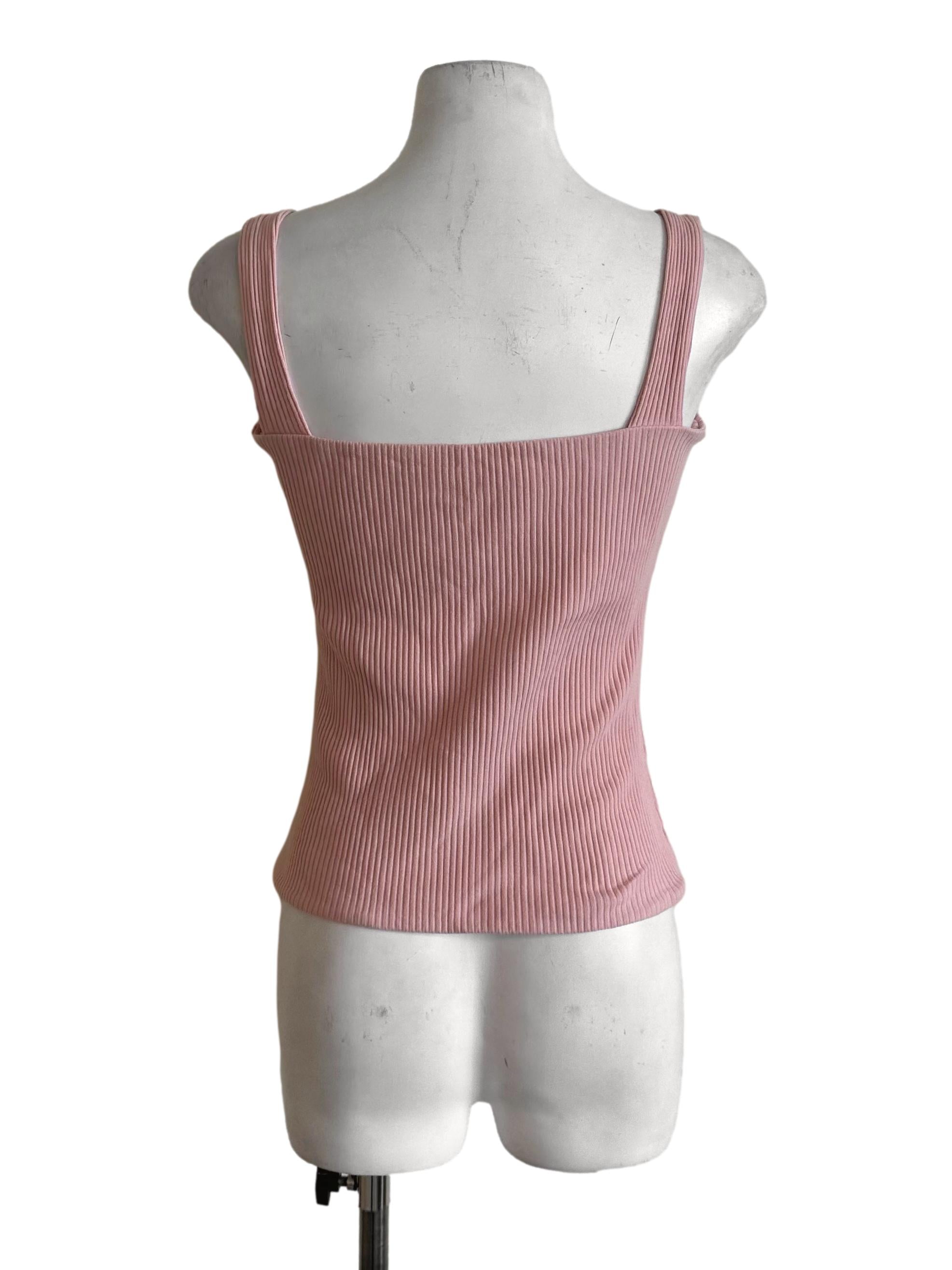 Light Pink Knit Square Neck Top