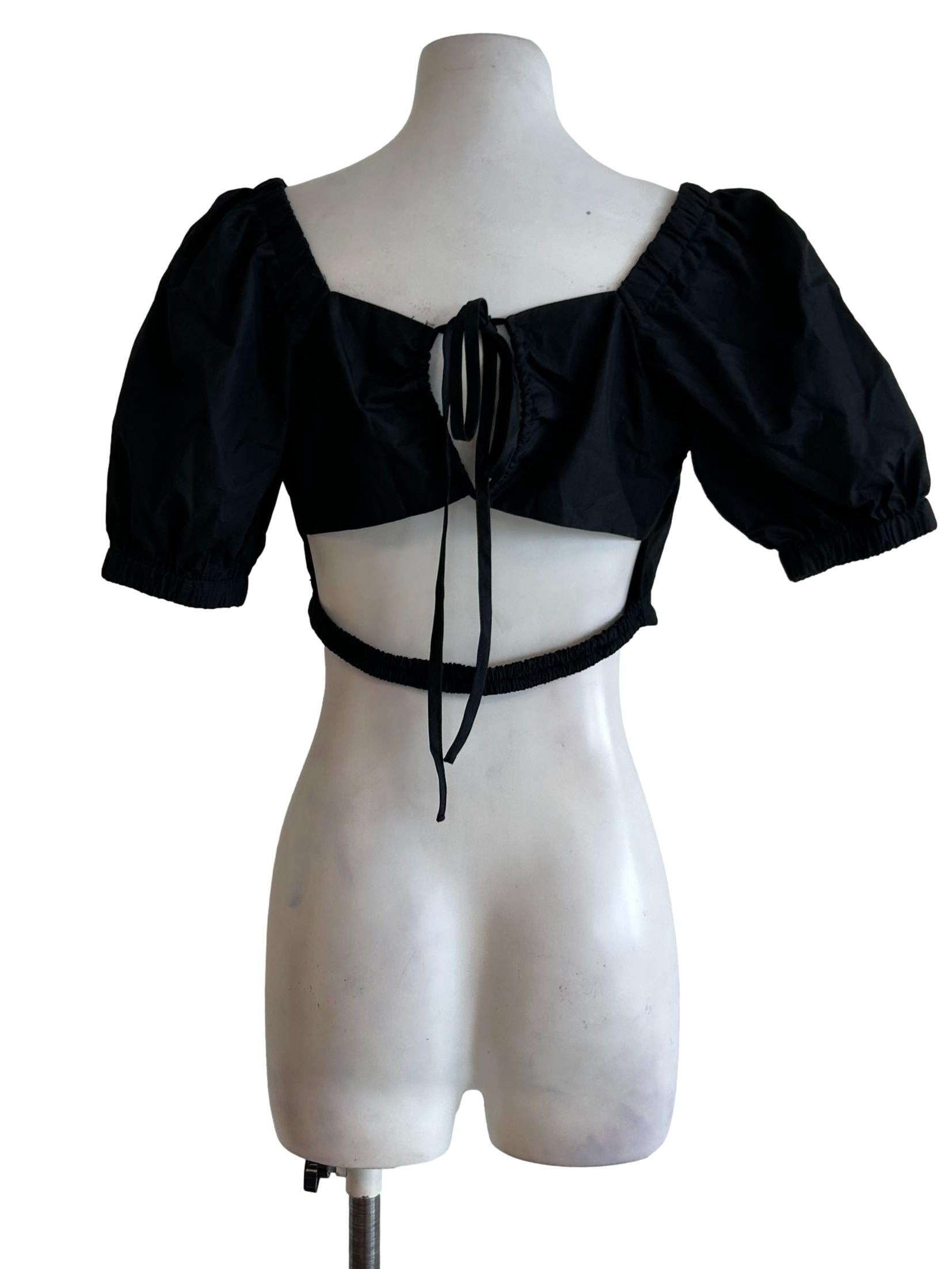 Matte Black Puff Sleeve Top