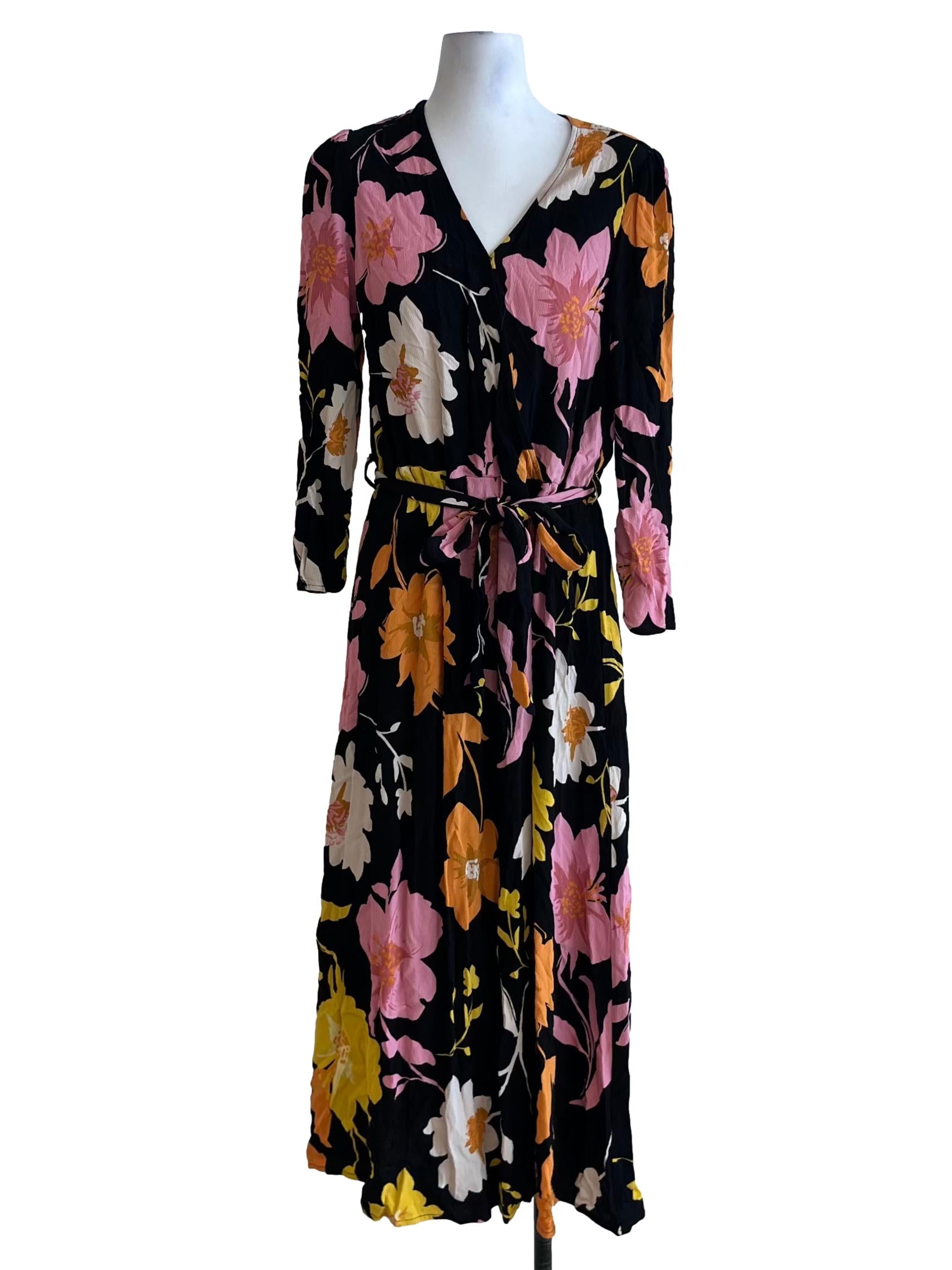 Black Floral Empire Dress