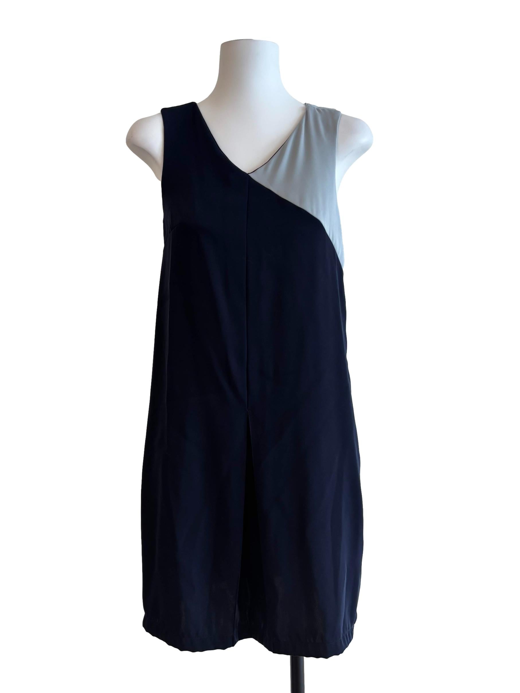 Blue Black Sleeveless Shift Dress