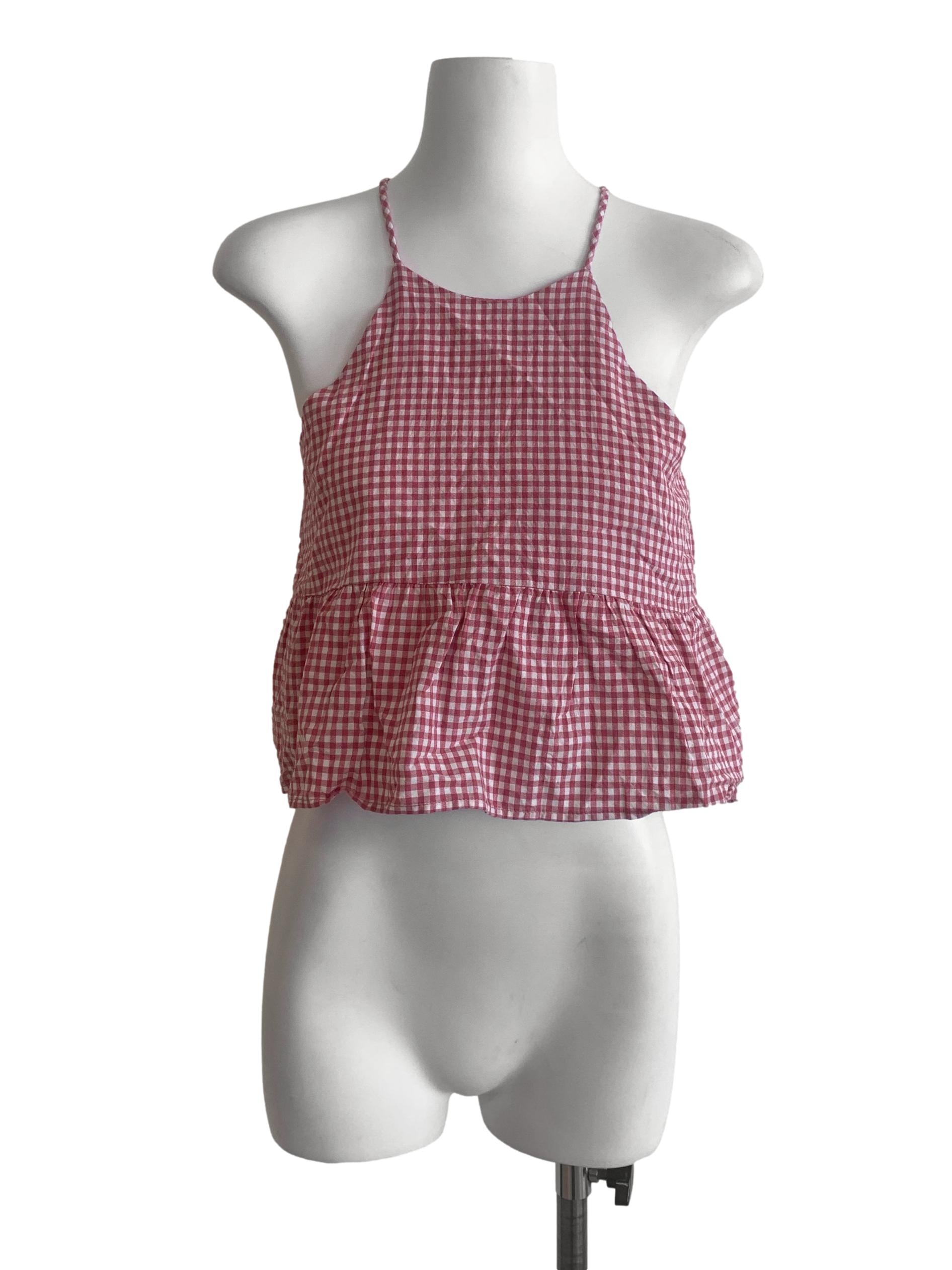 Pink Gingham Pattern Top