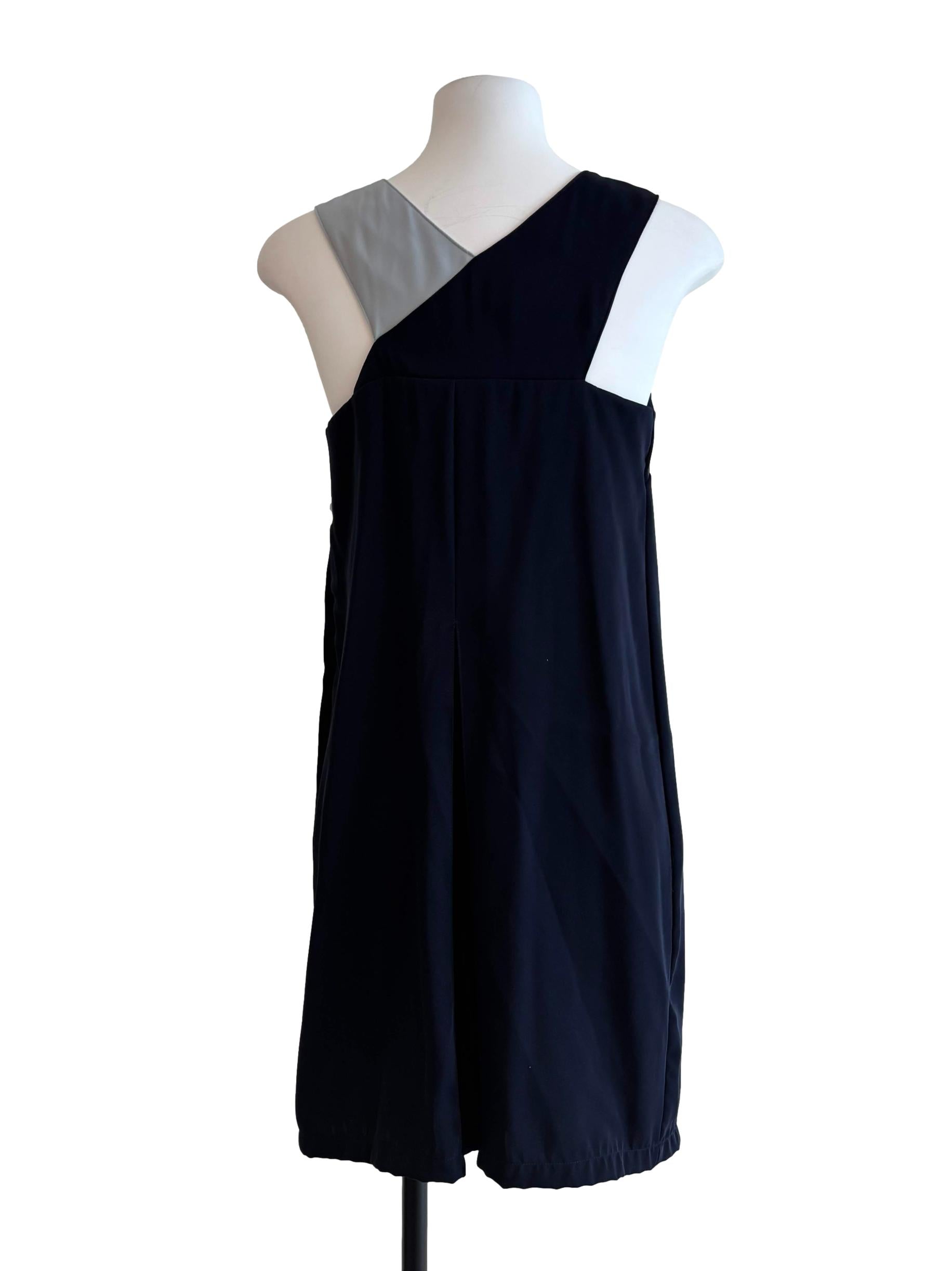Blue Black Sleeveless Shift Dress