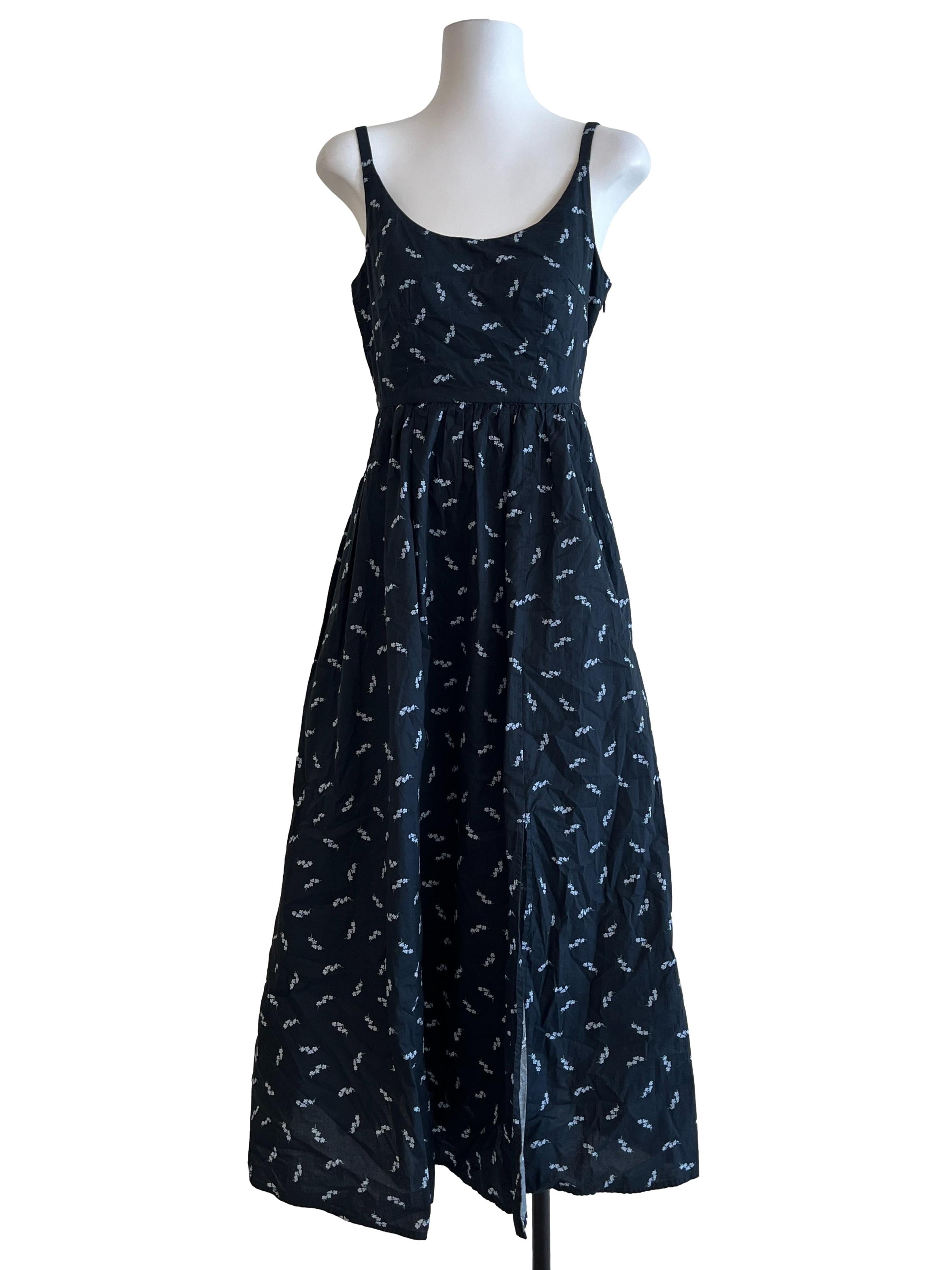 Peacock Blue Floral Print Sleeveless Dress