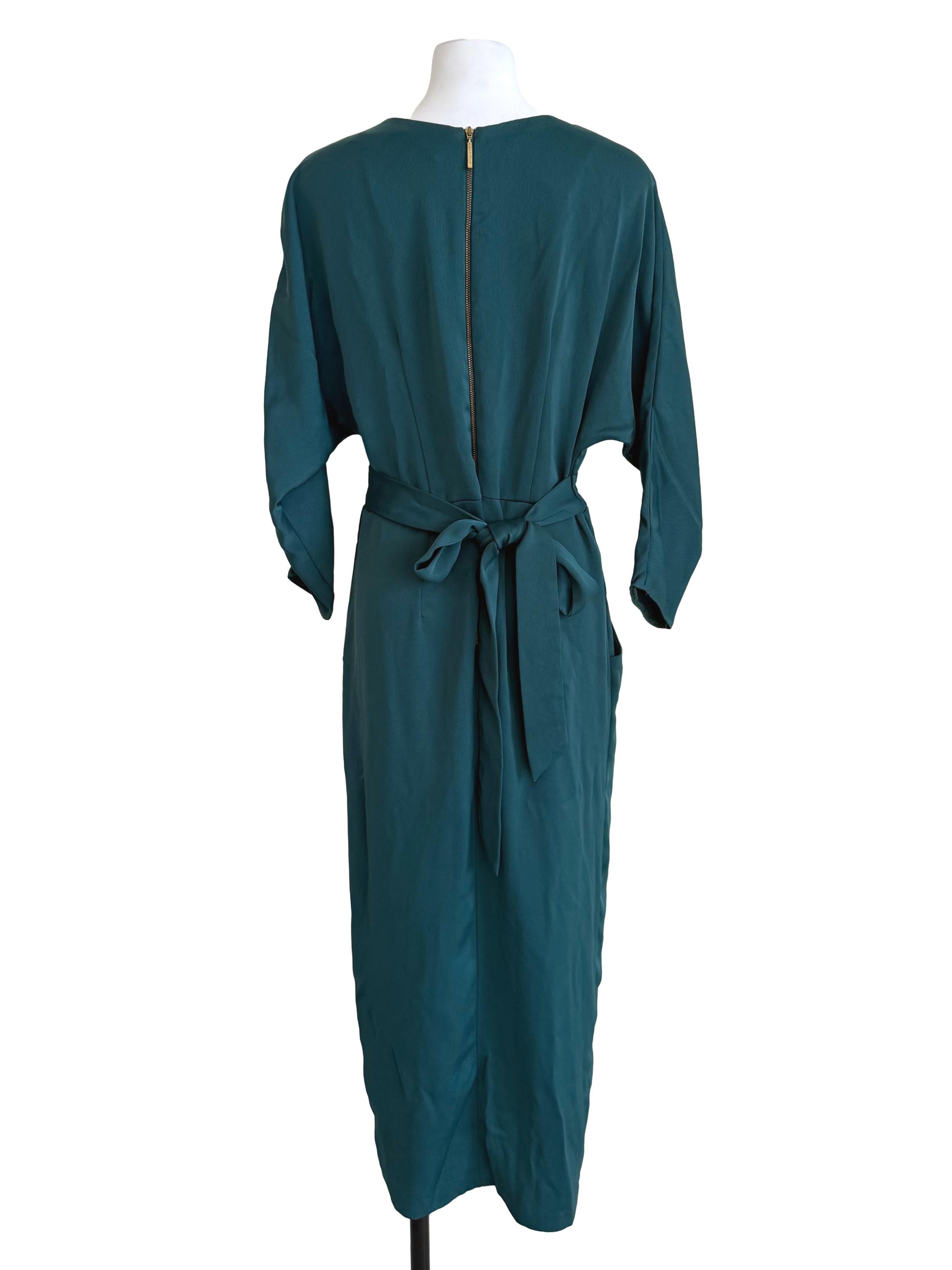 Ocean Batwing Draped Slit Dress