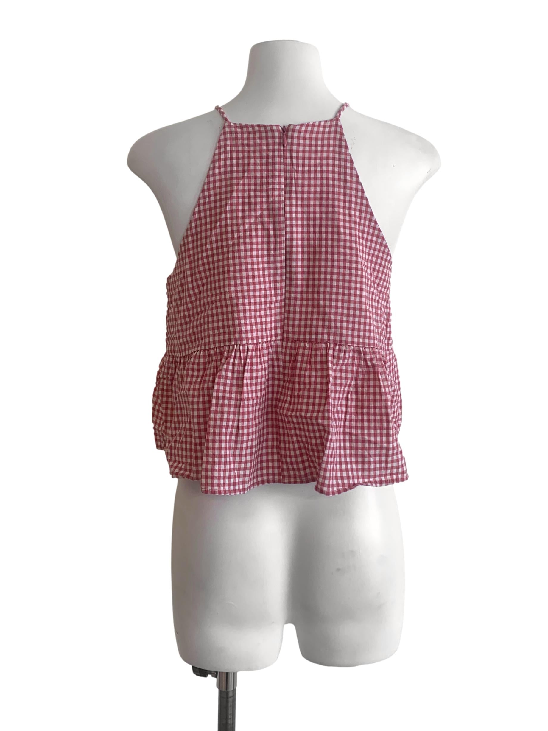 Pink Gingham Pattern Top