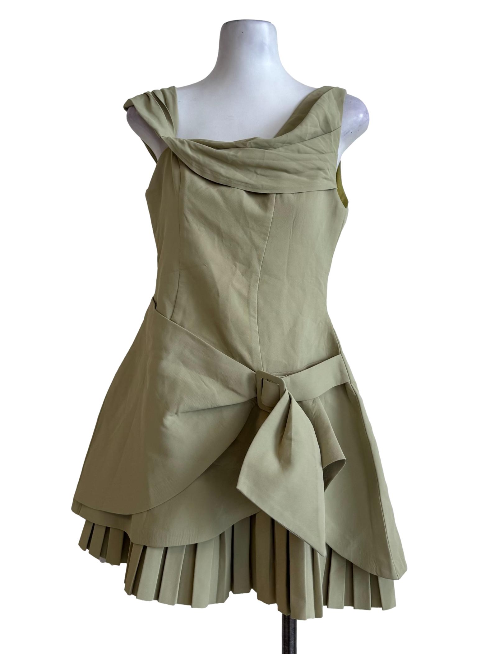 Pistachio Bottom Pleated Mini Dress