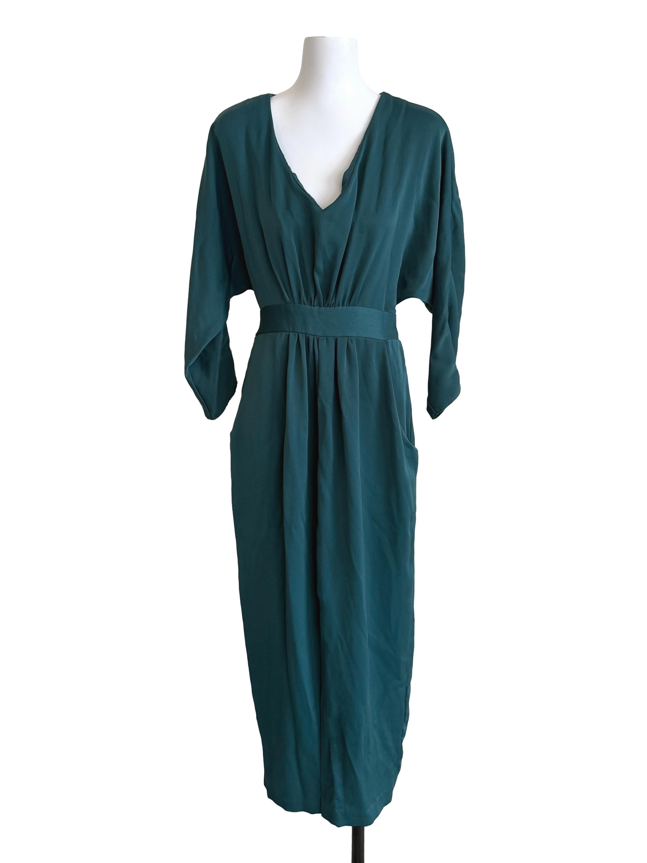 Ocean Batwing Draped Slit Dress