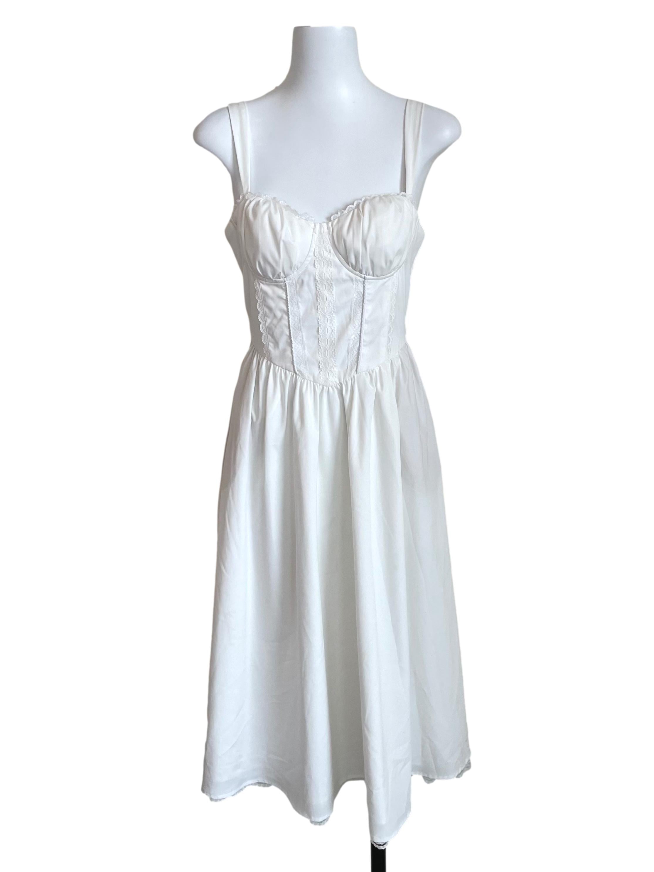 White Lace Bustier Bouffant Dress