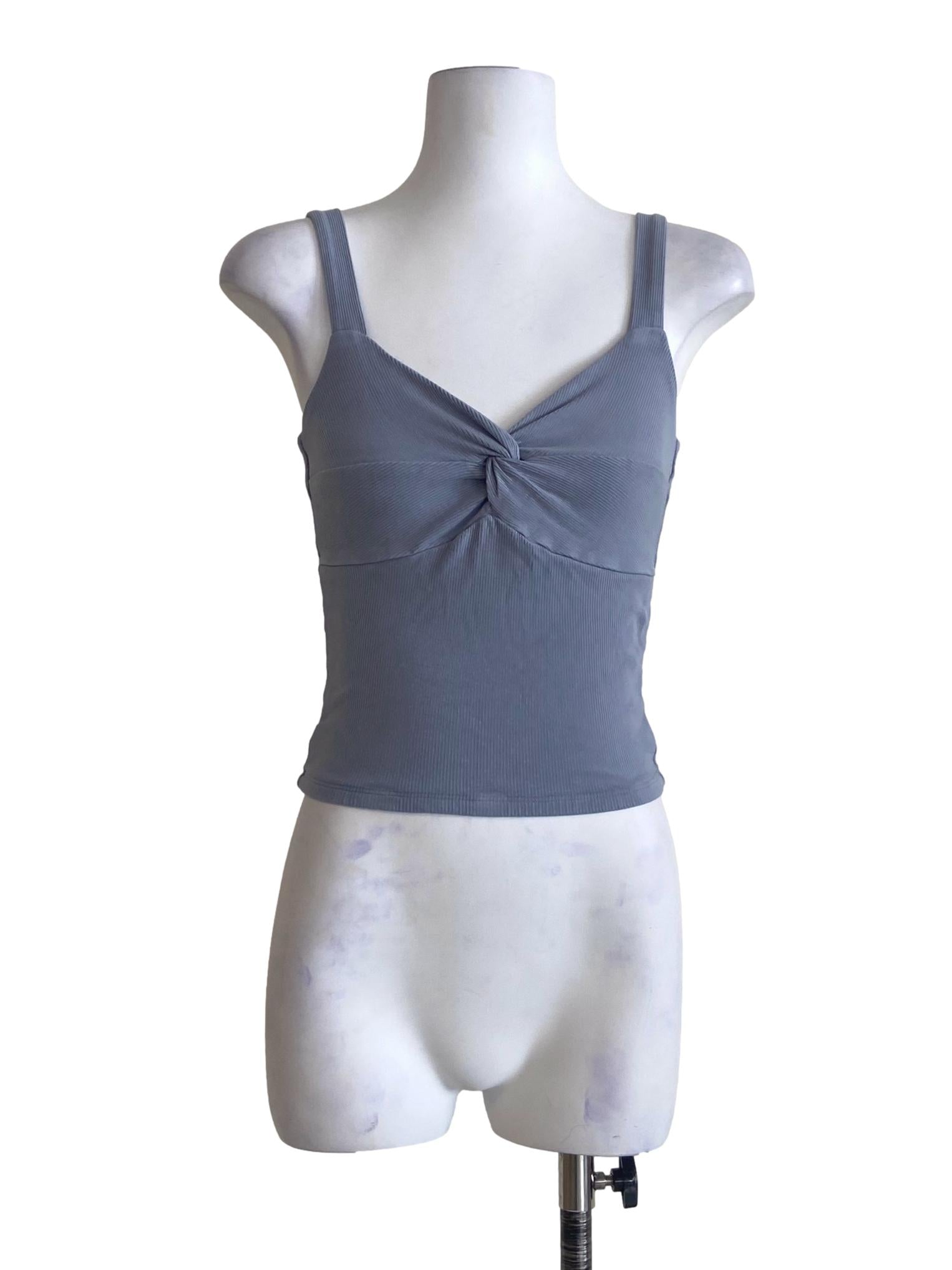 Blue Sleeveless Crop Top