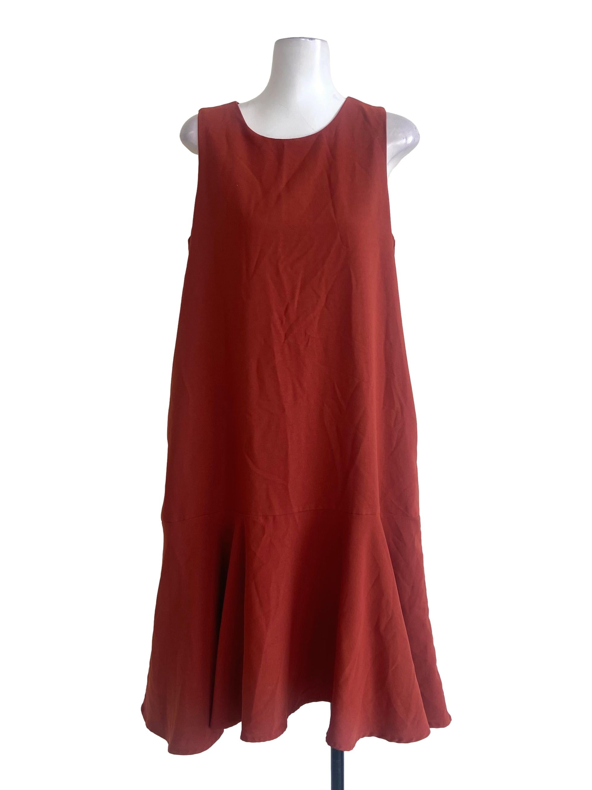 Orange Sleeveless Drop Waist Dress