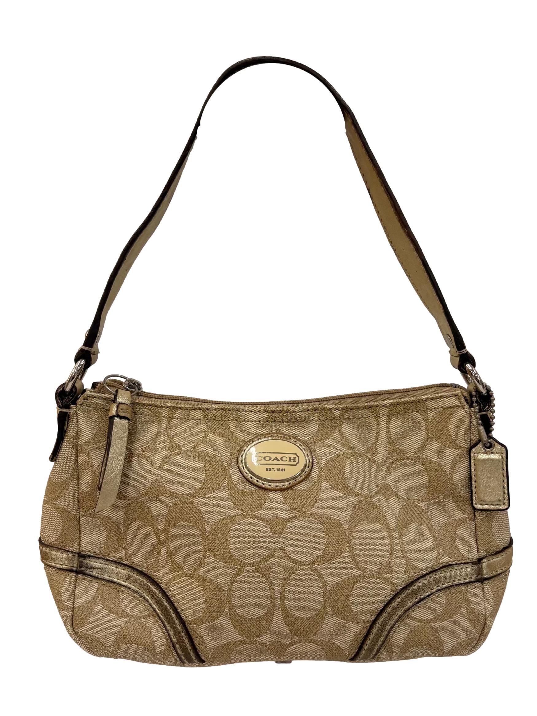 Beige Sufflette Coach Shoulder Bag