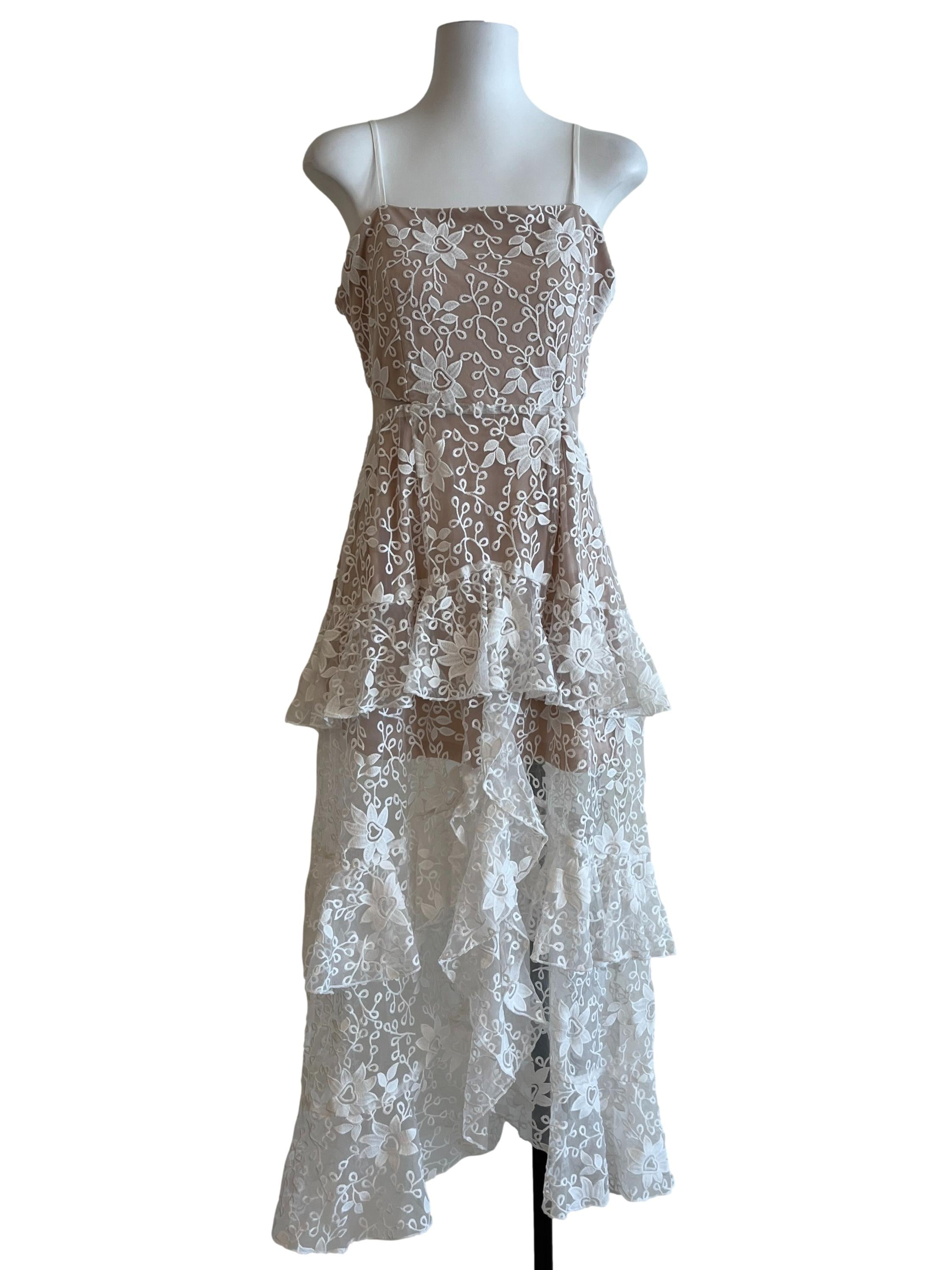Bone White Embroidery Lace Dress