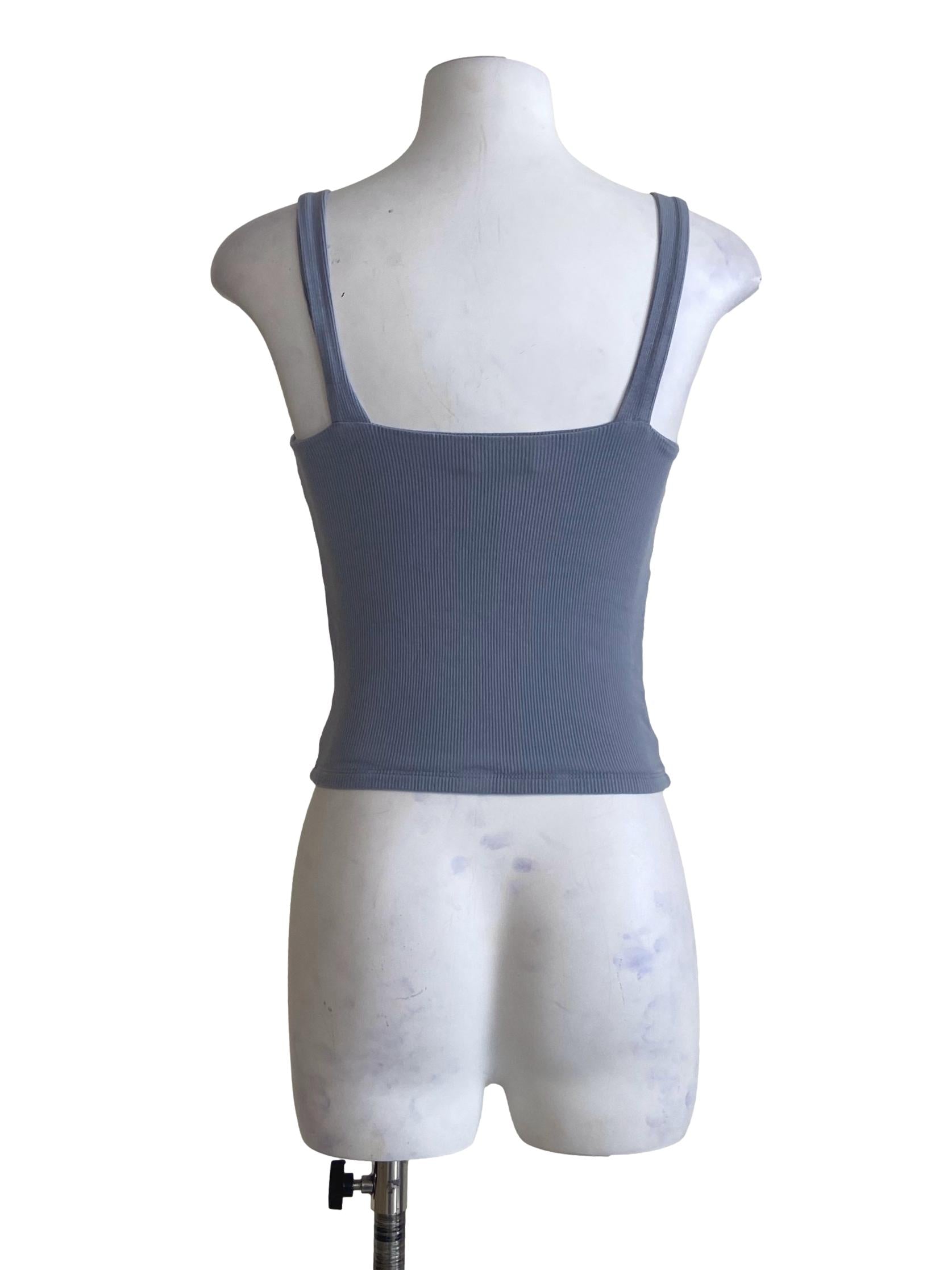Blue Sleeveless Crop Top