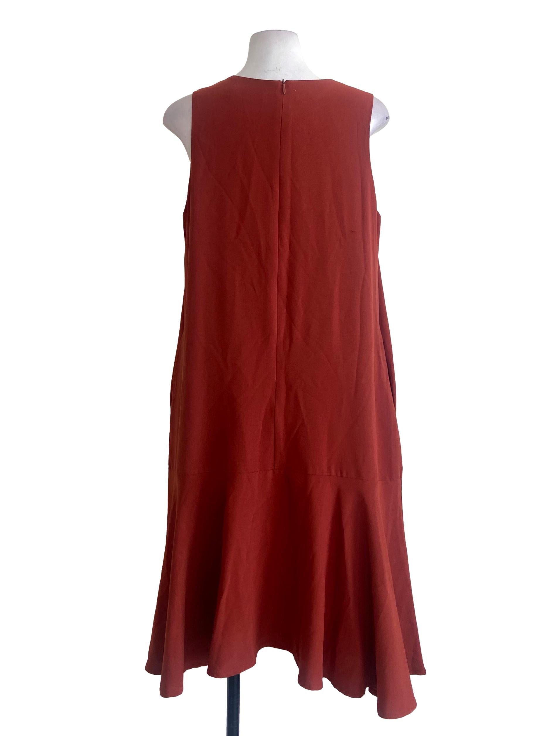 Orange Sleeveless Drop Waist Dress