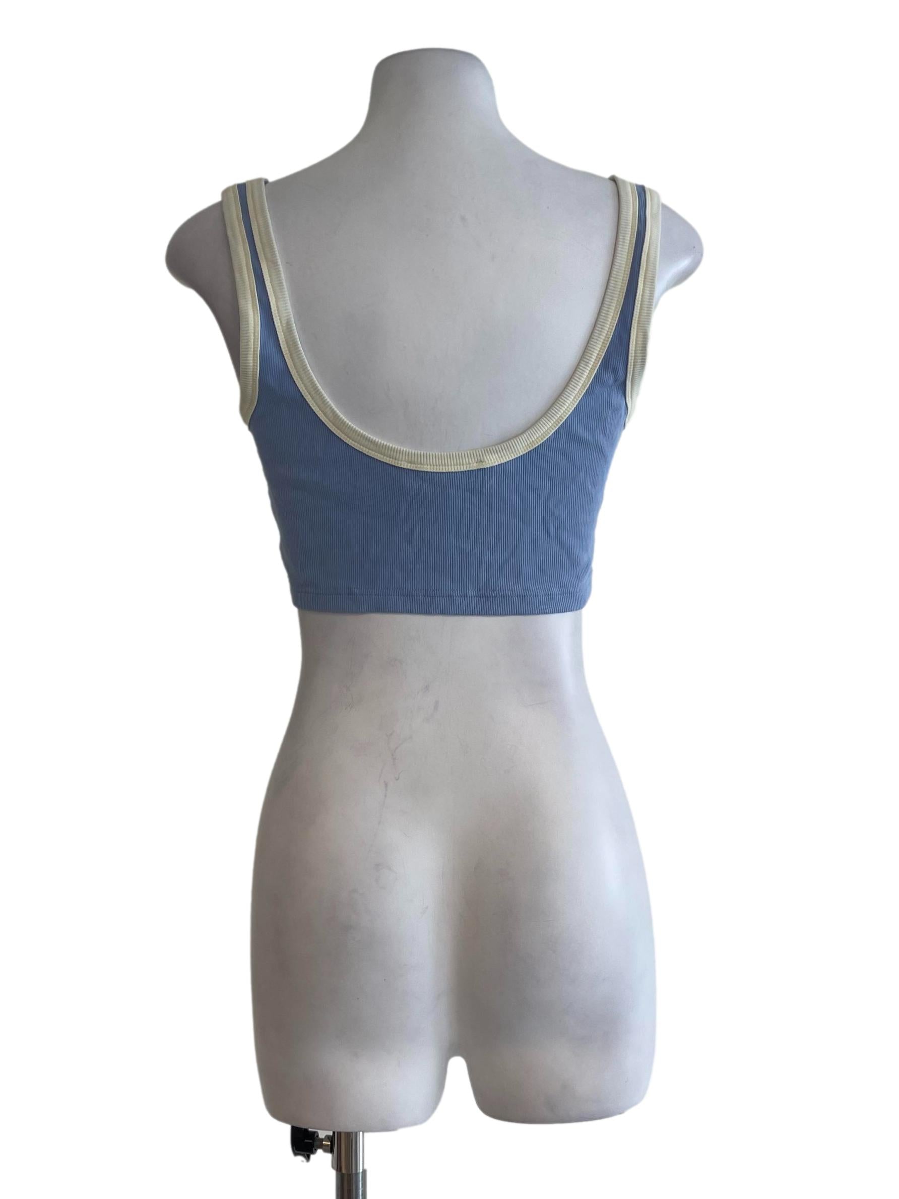 Blue Basic Crop Top With White border
