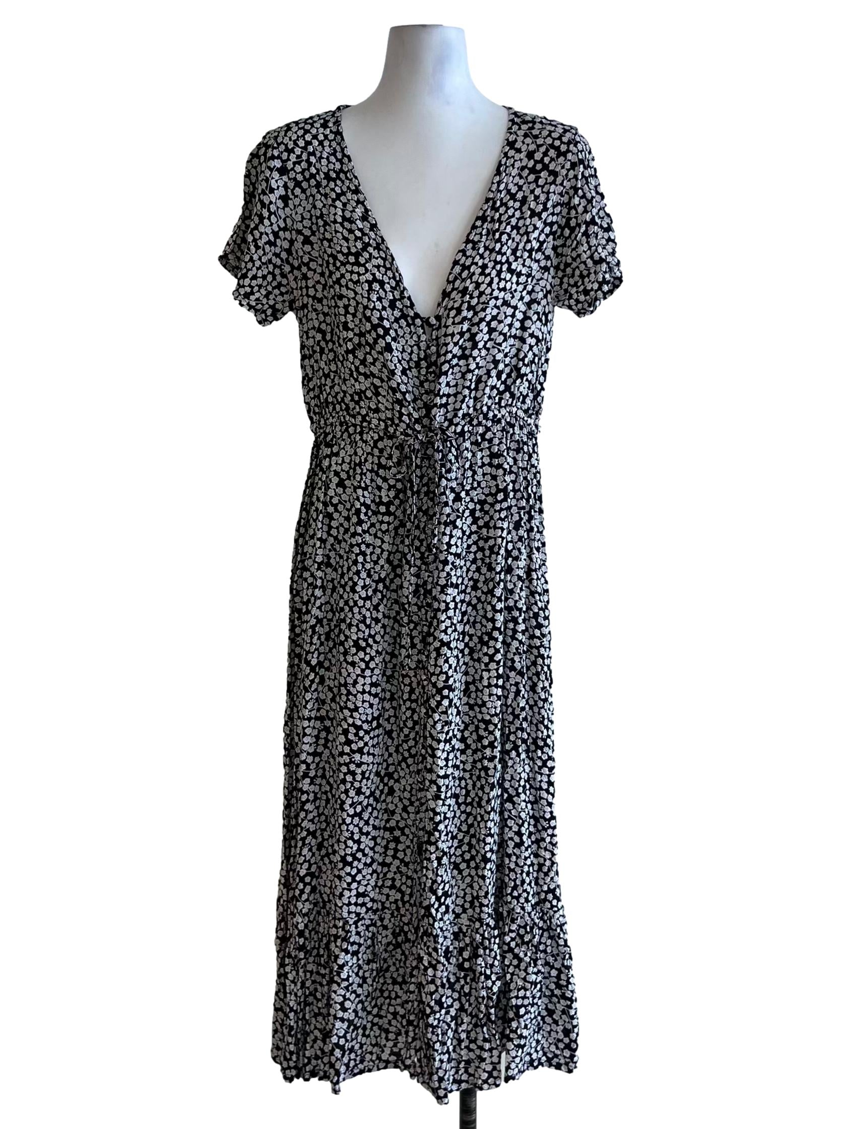 Black Floral Empire Dress