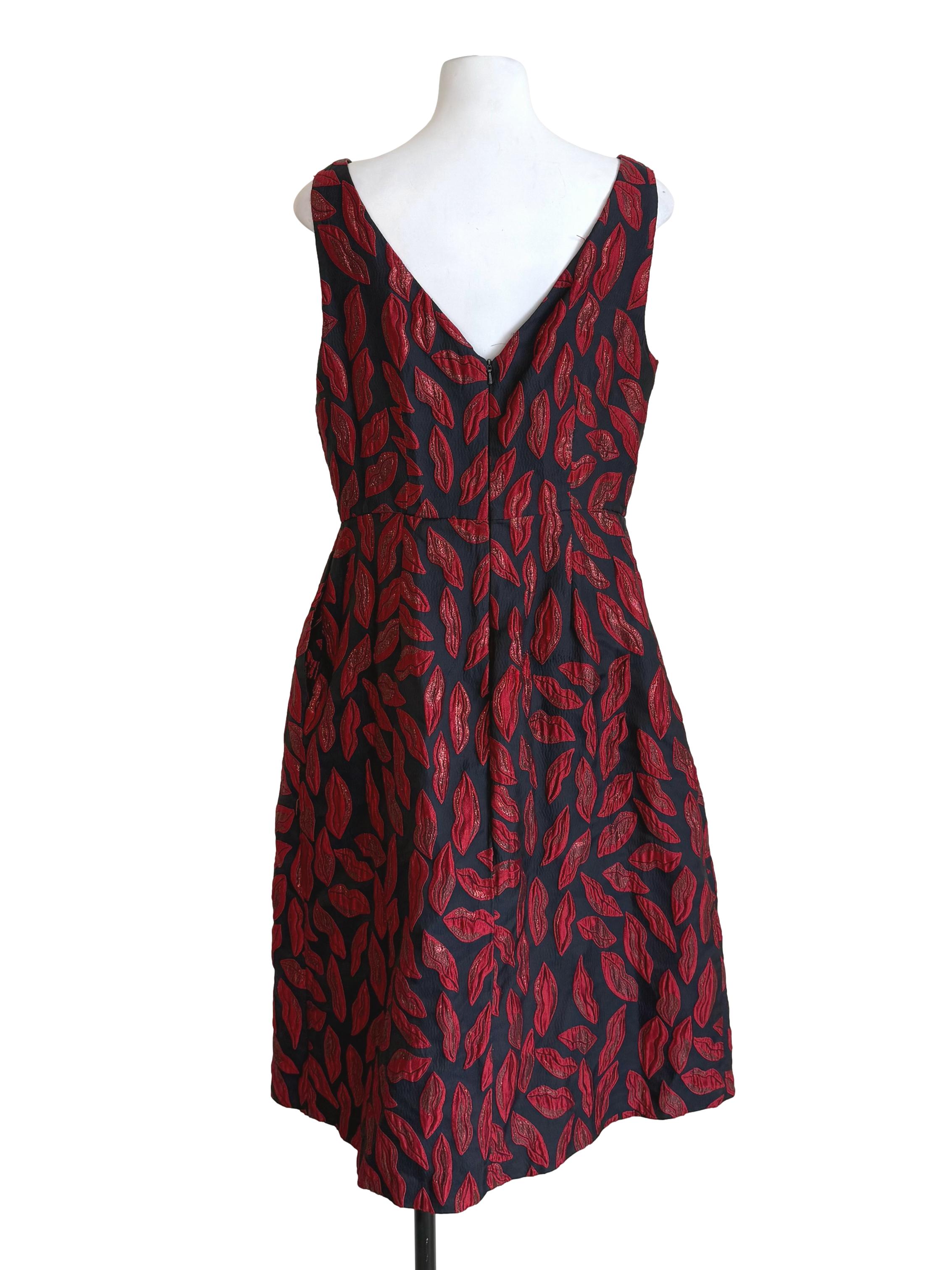 Black Glitter Red Lips Bouffant Dress