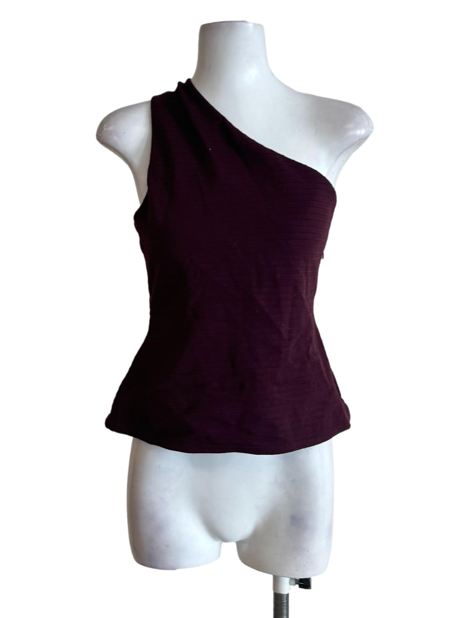 Purple Asymmetric Neckline Top
