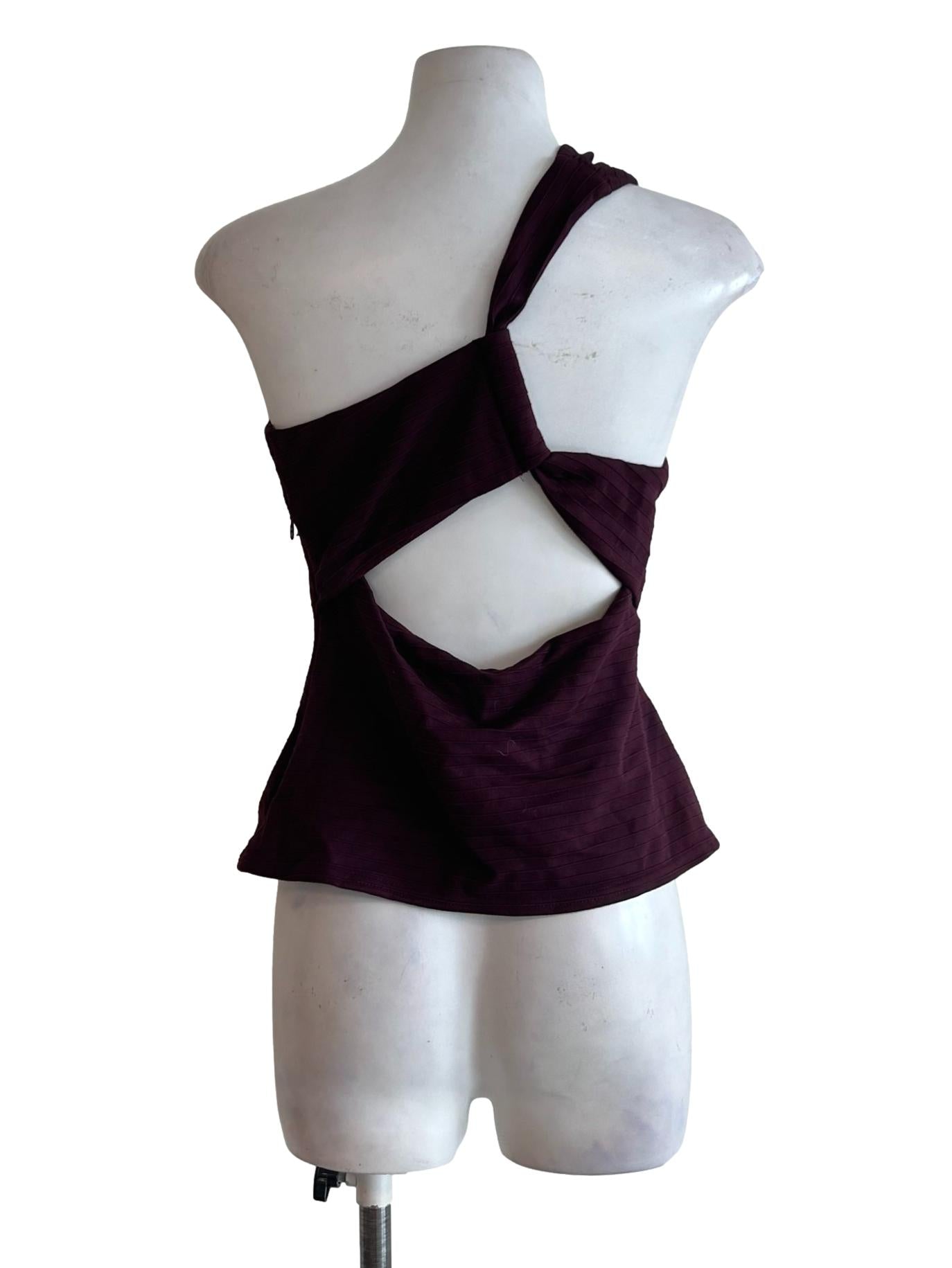 Purple Asymmetric Neckline Top