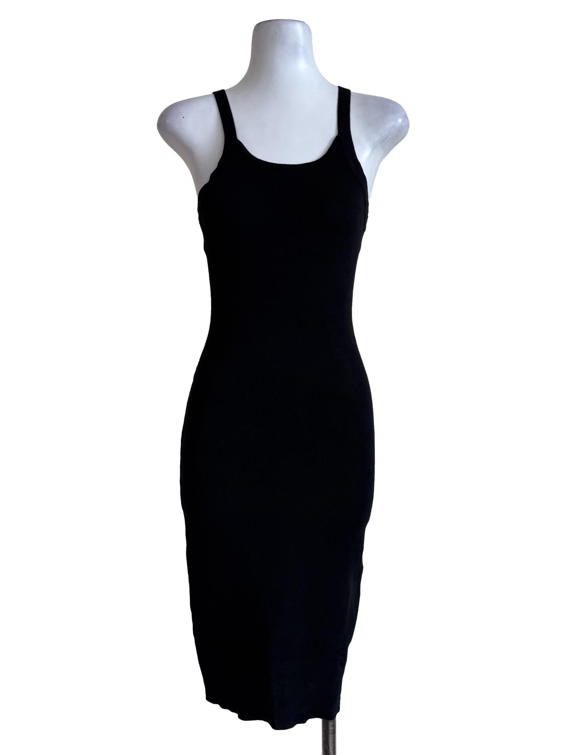 Textured Black Round Neck Bodycon Dress