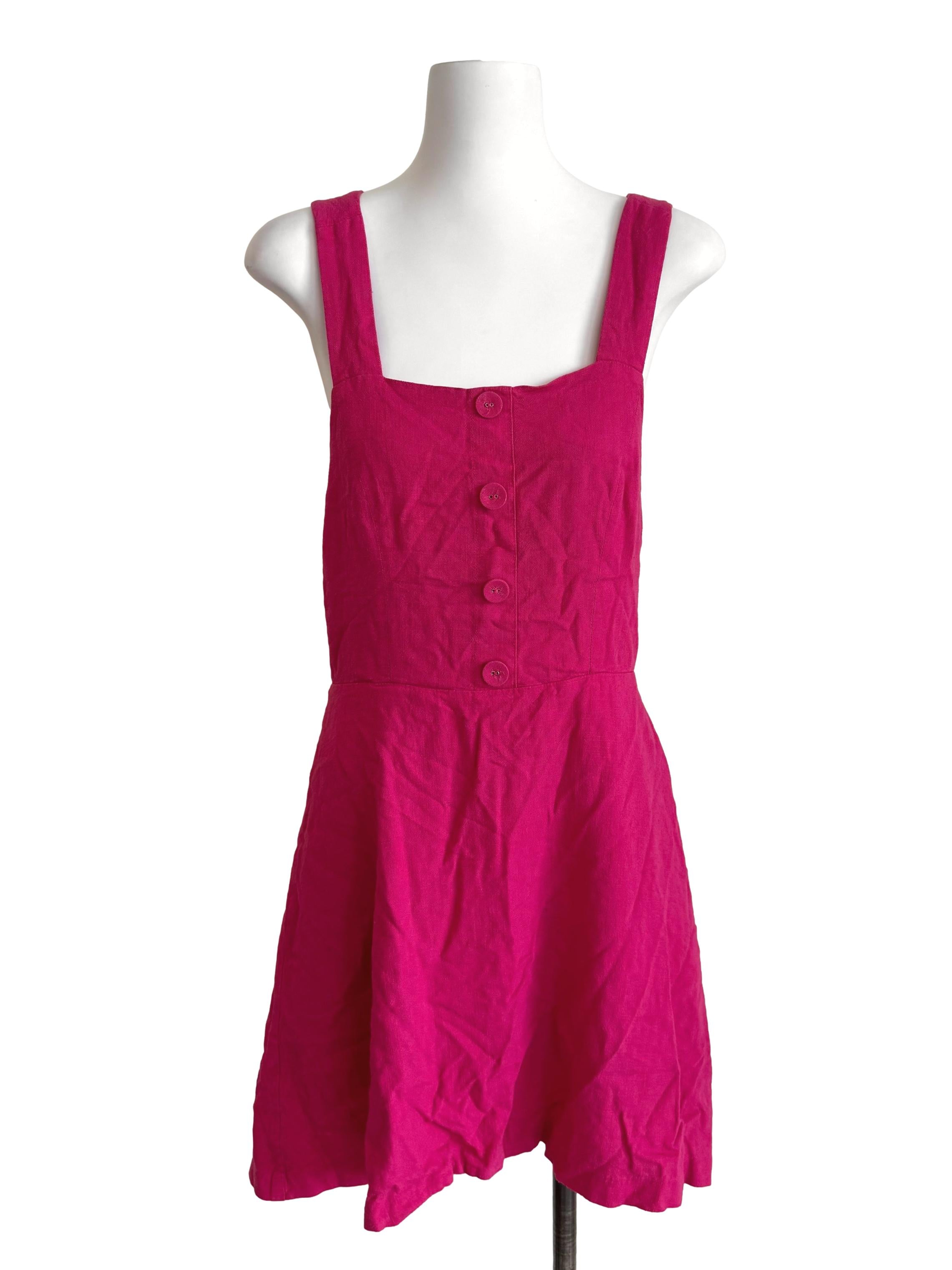Hot Pink Crossed Straps A-Line Dress