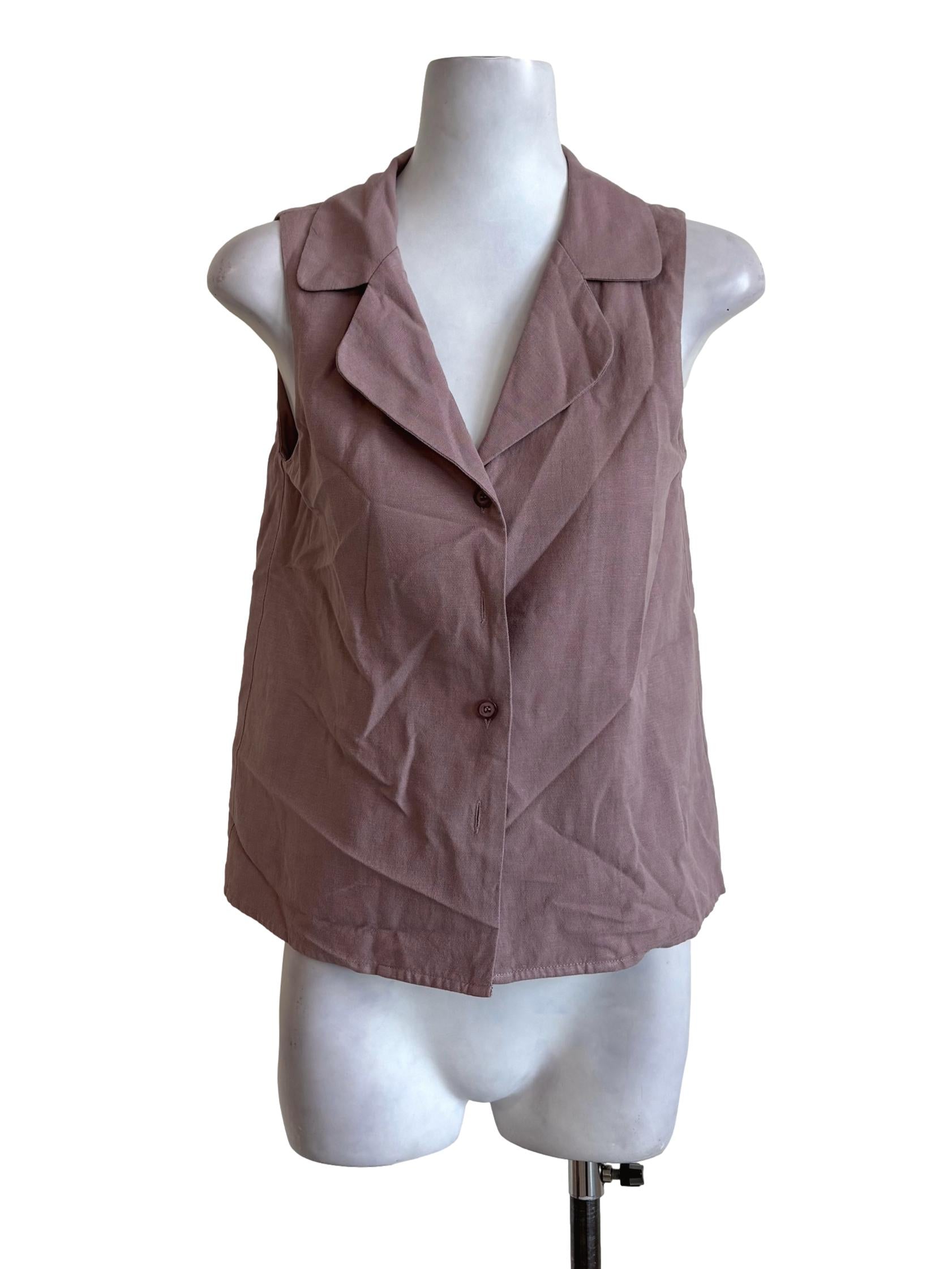 Mauve Sleeveless Button Up Top TCL