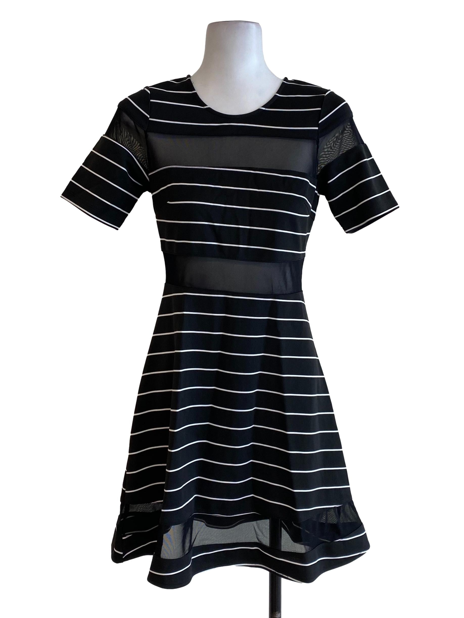 Black Striped Mini Dress