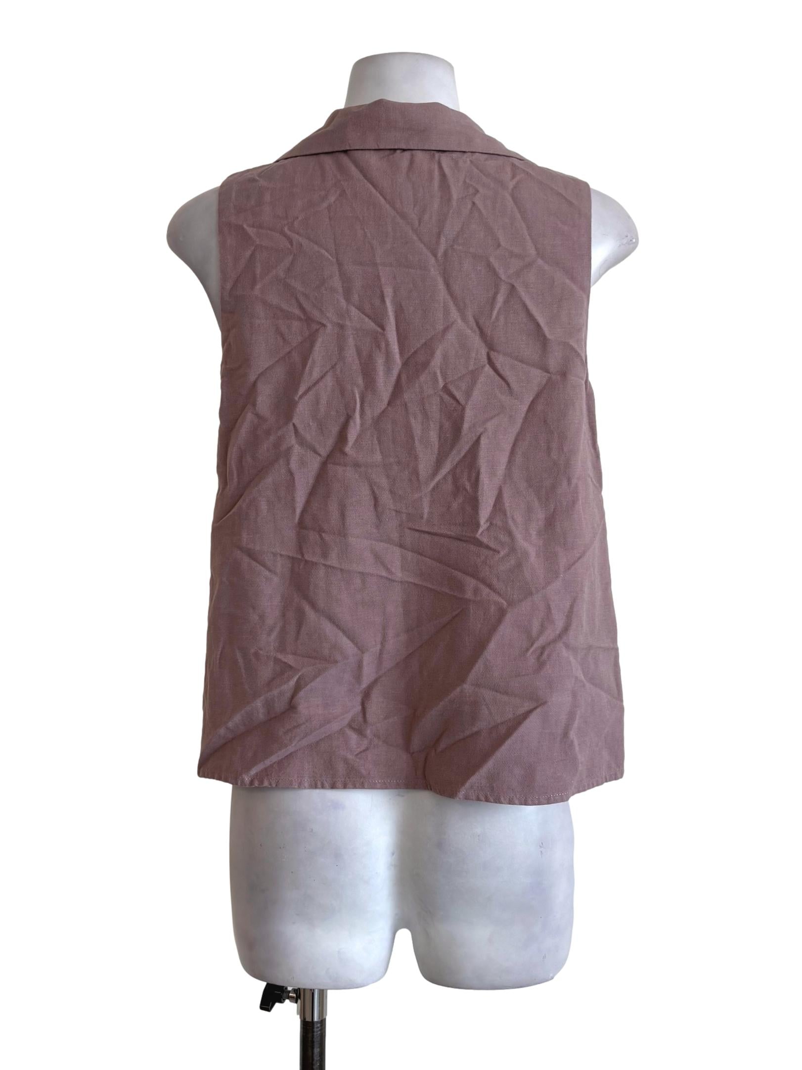 Mauve Sleeveless Button Up Top TCL