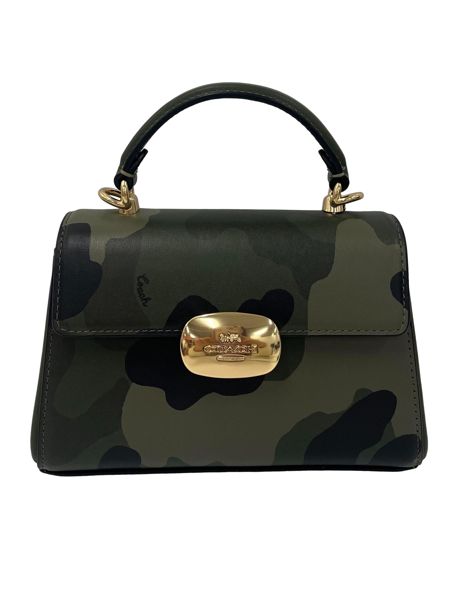 Dark Cypress Green Camouflage Print Eliza Mini Top Handle Bag