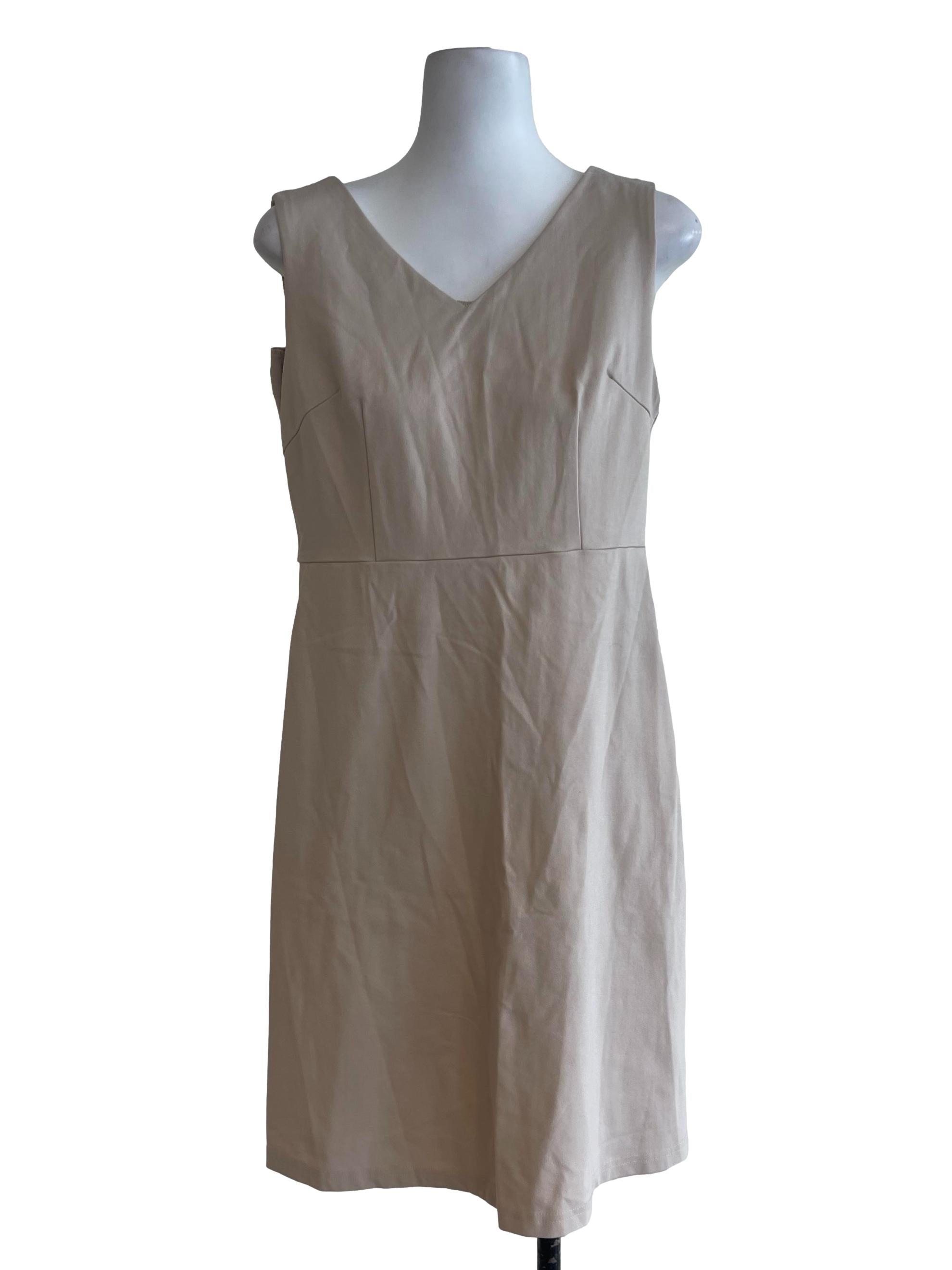 Beige A Line Sleeveless Dress
