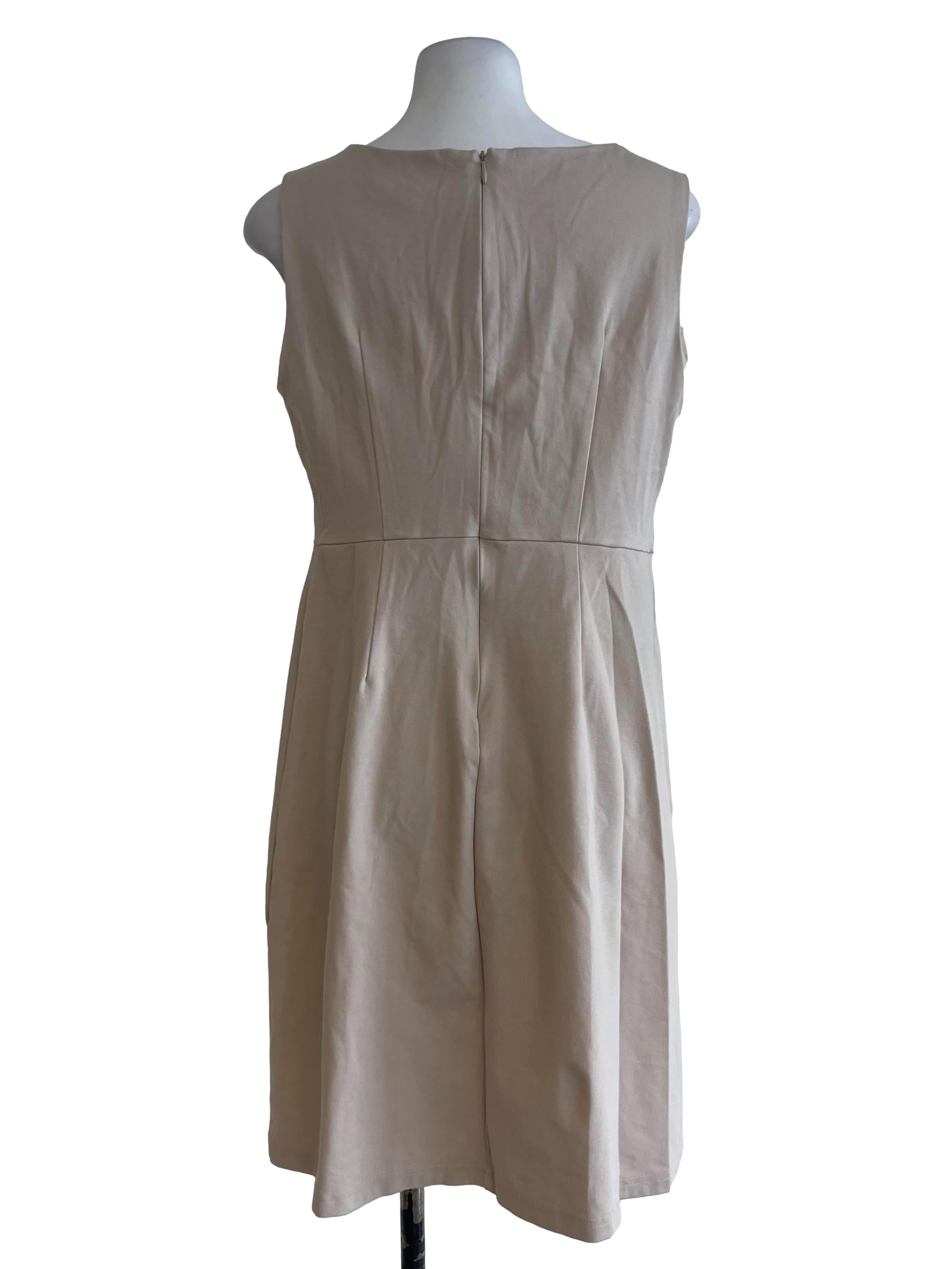 Beige A Line Sleeveless Dress
