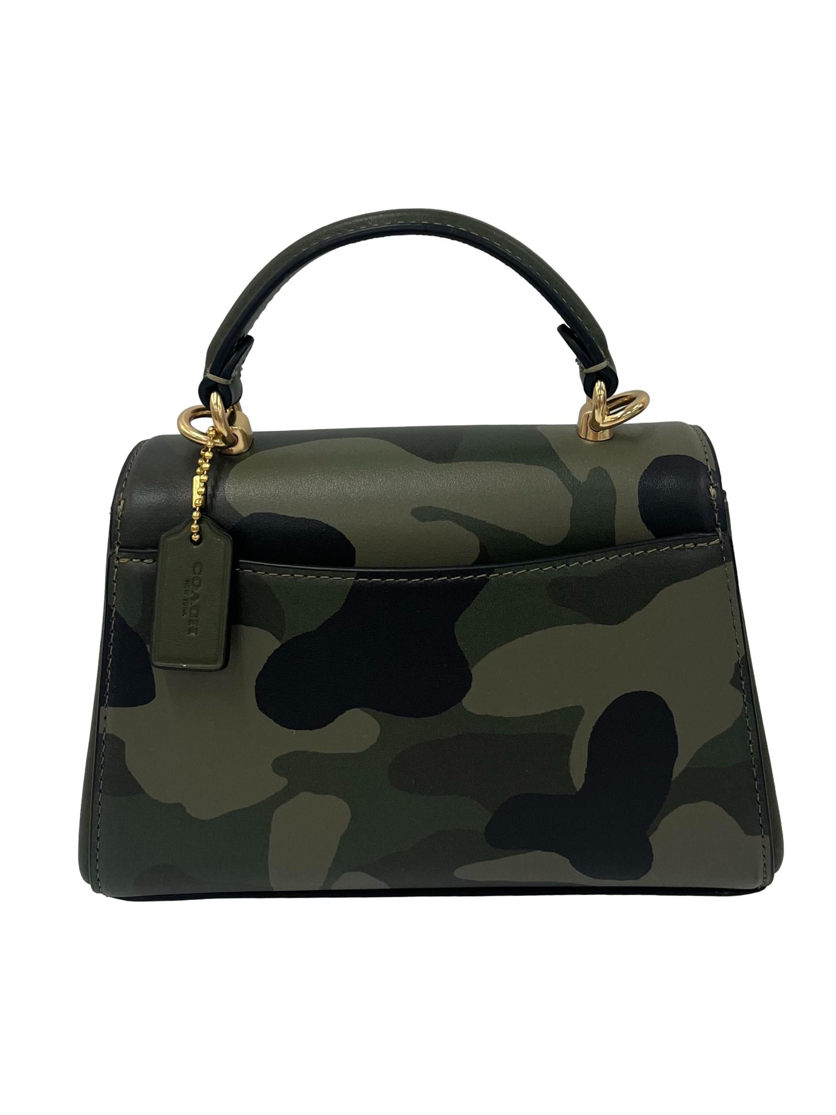 Dark Cypress Green Camouflage Print Eliza Mini Top Handle Bag