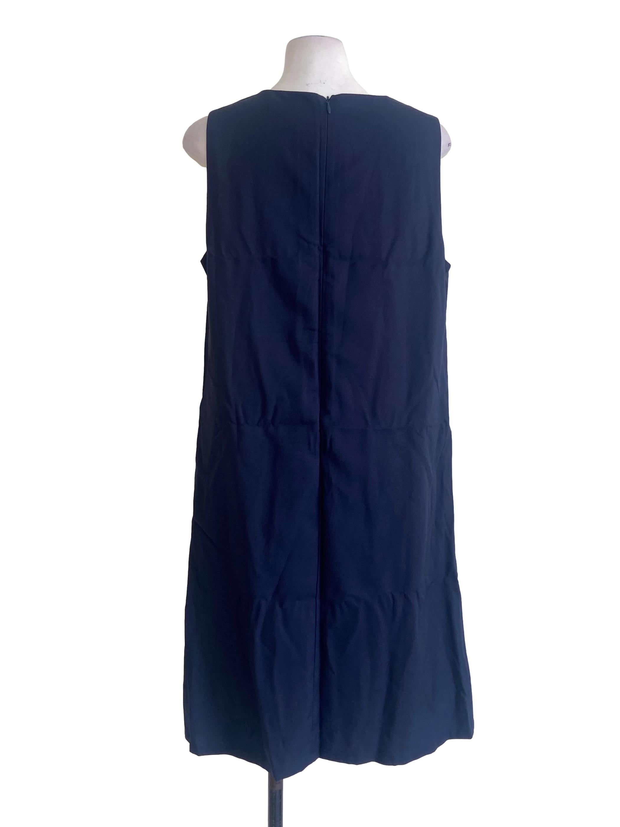 Navy Blue & Grey Sleeveless Dress