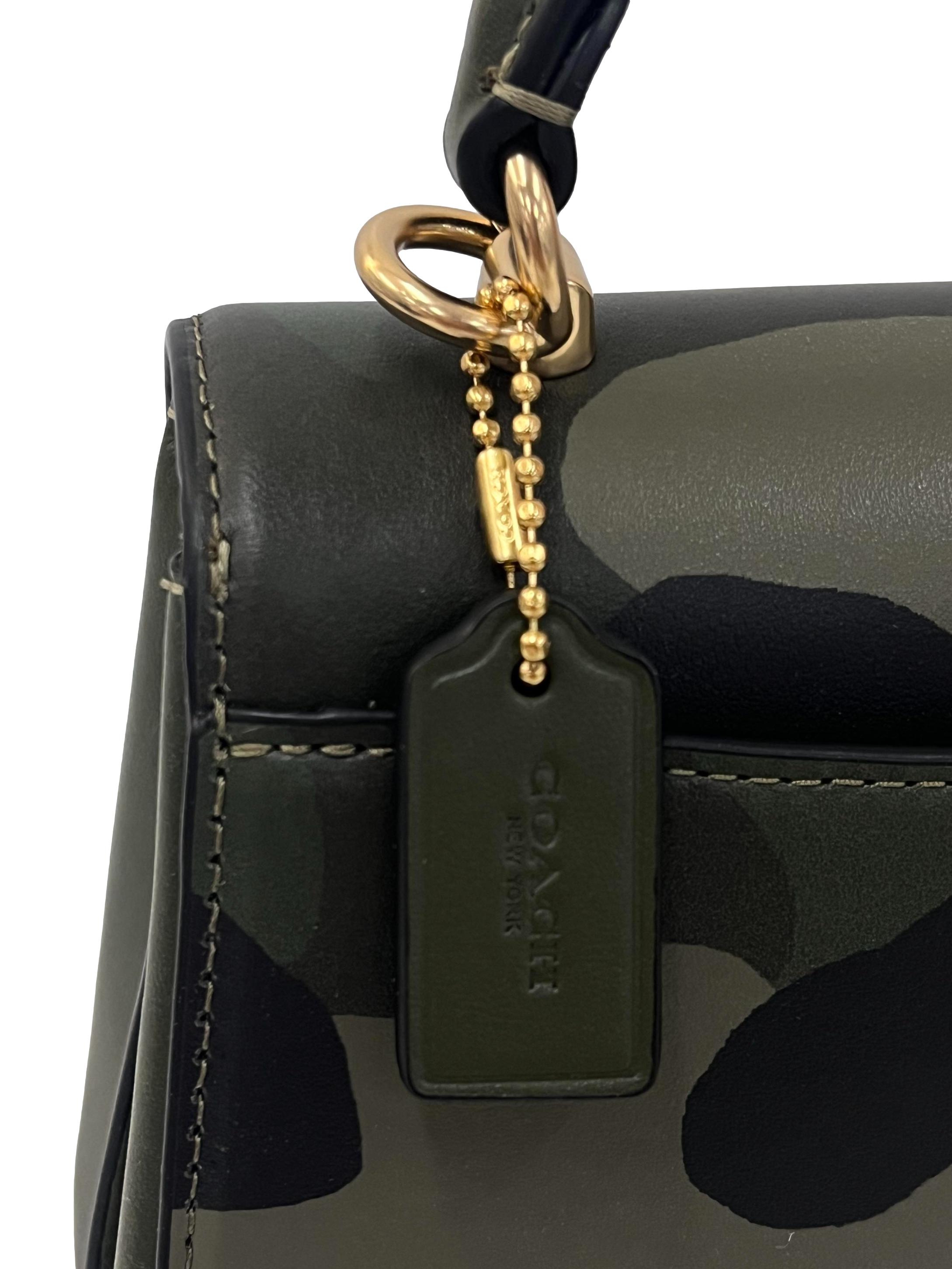 Dark Cypress Green Camouflage Print Eliza Mini Top Handle Bag