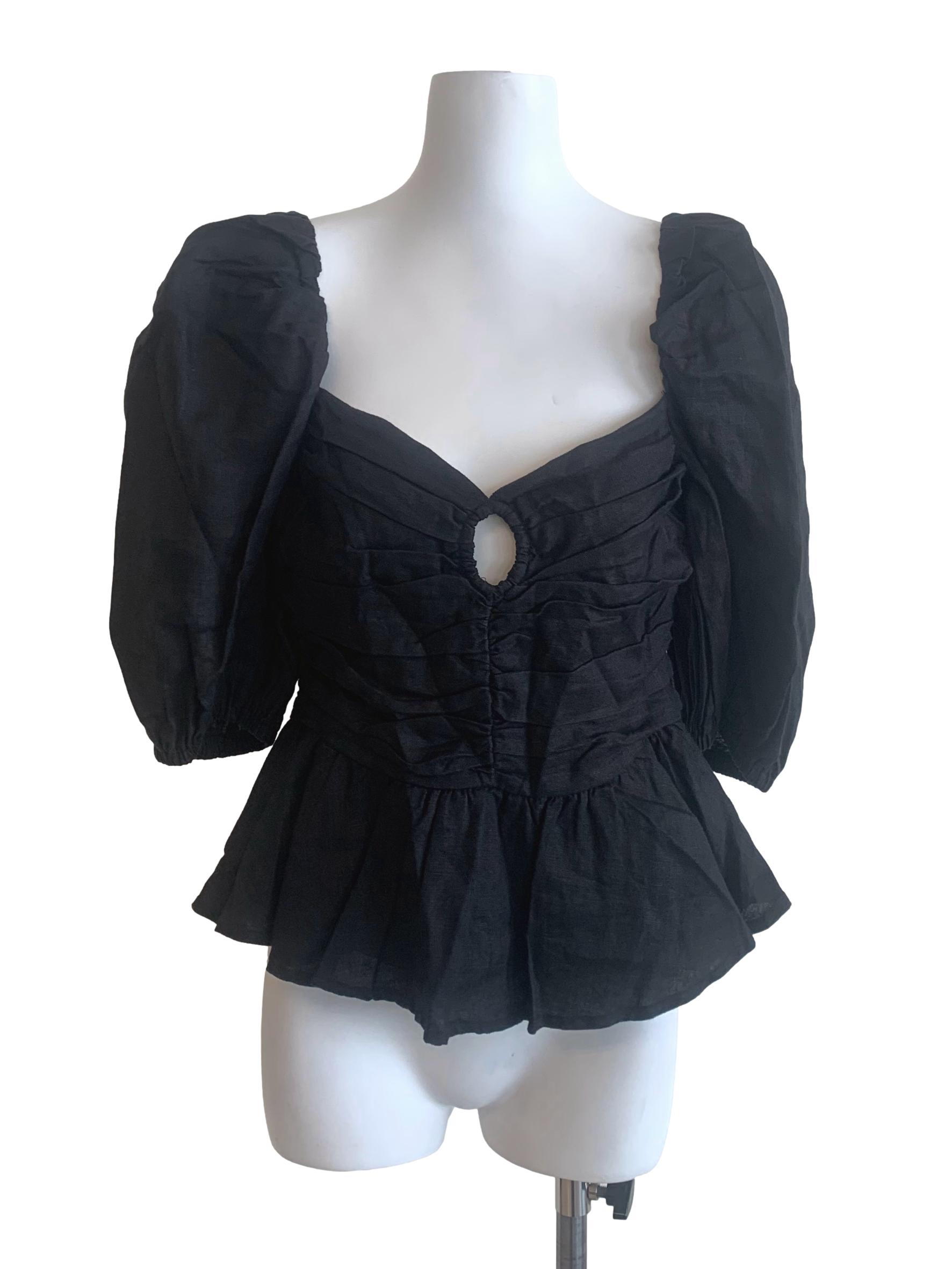 Black Puff Sleeves Top