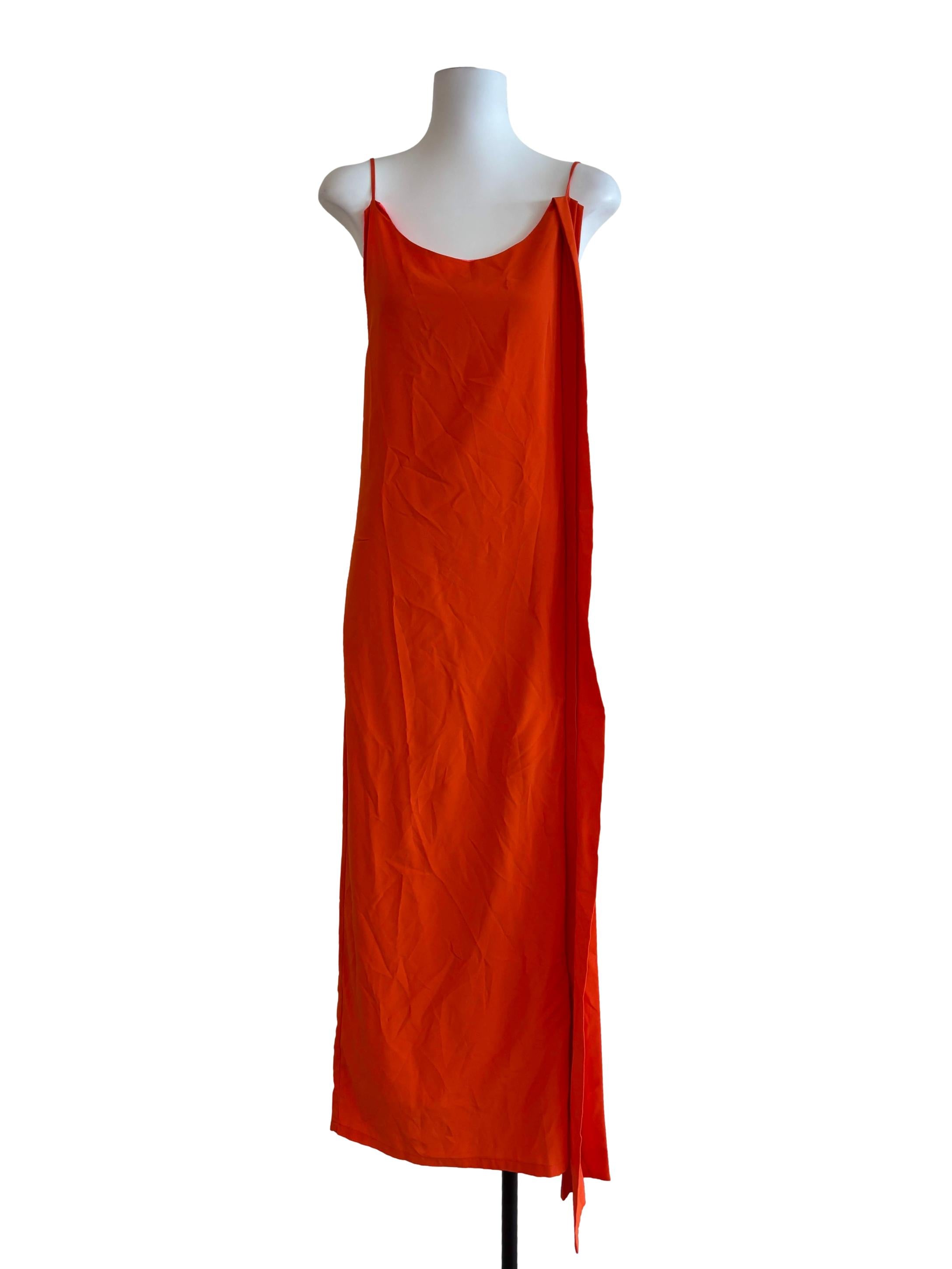 Tangelo Orange Backless Slip Dress