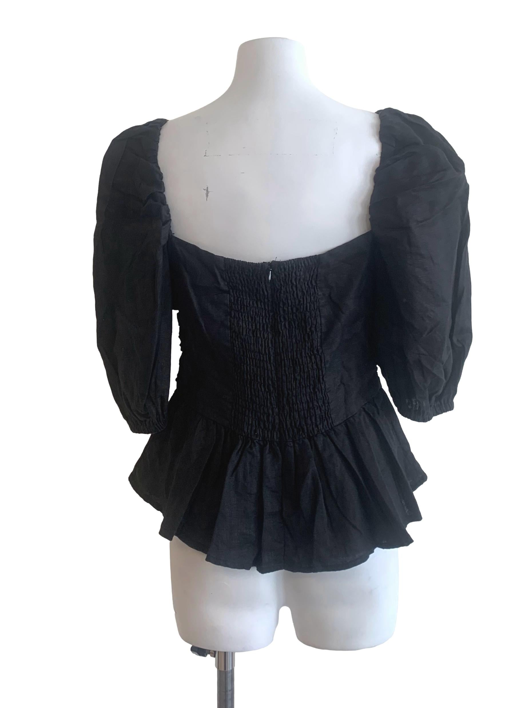Black Puff Sleeves Top
