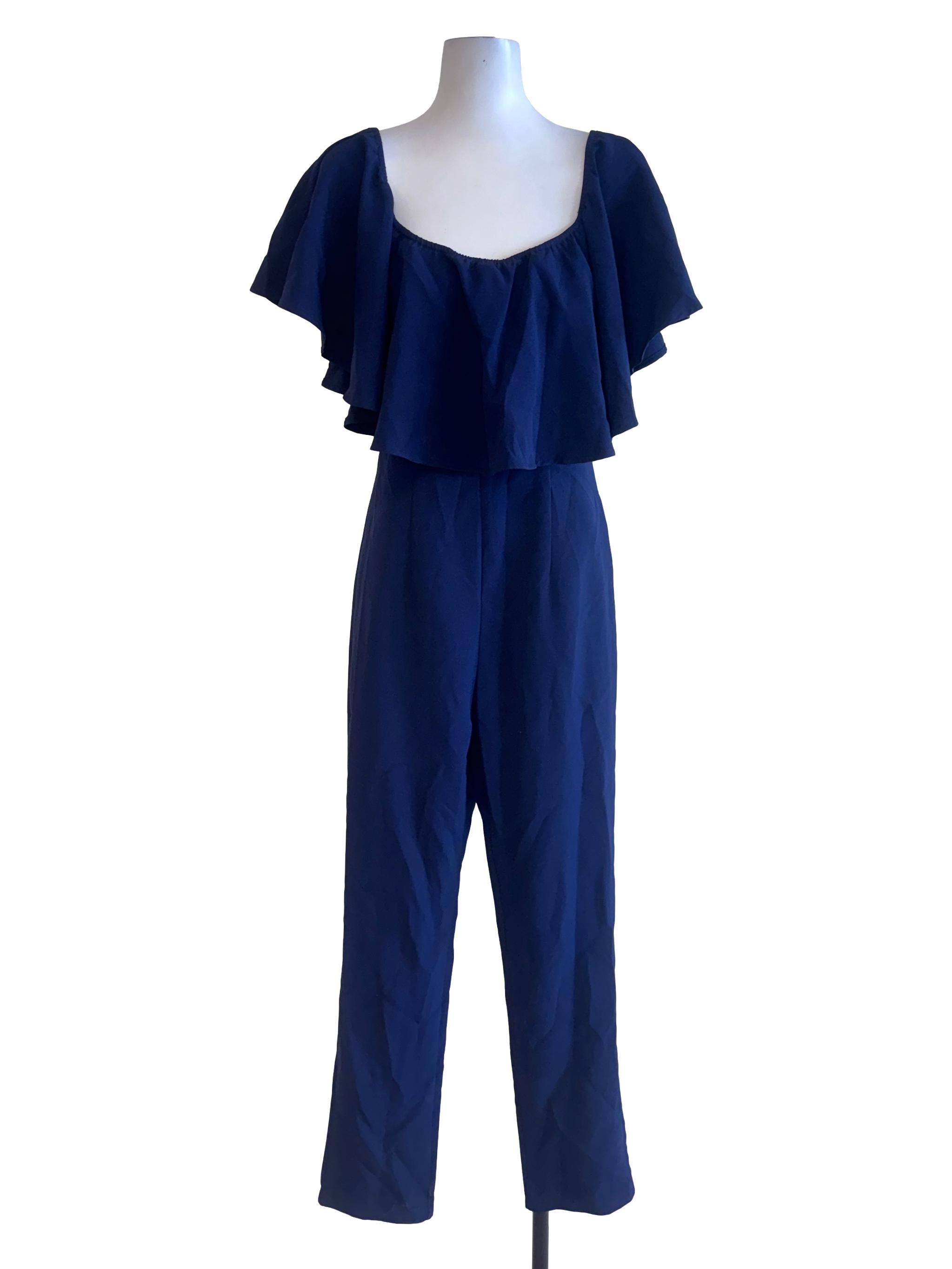 Navy Blue Ruffled Jumpsuits