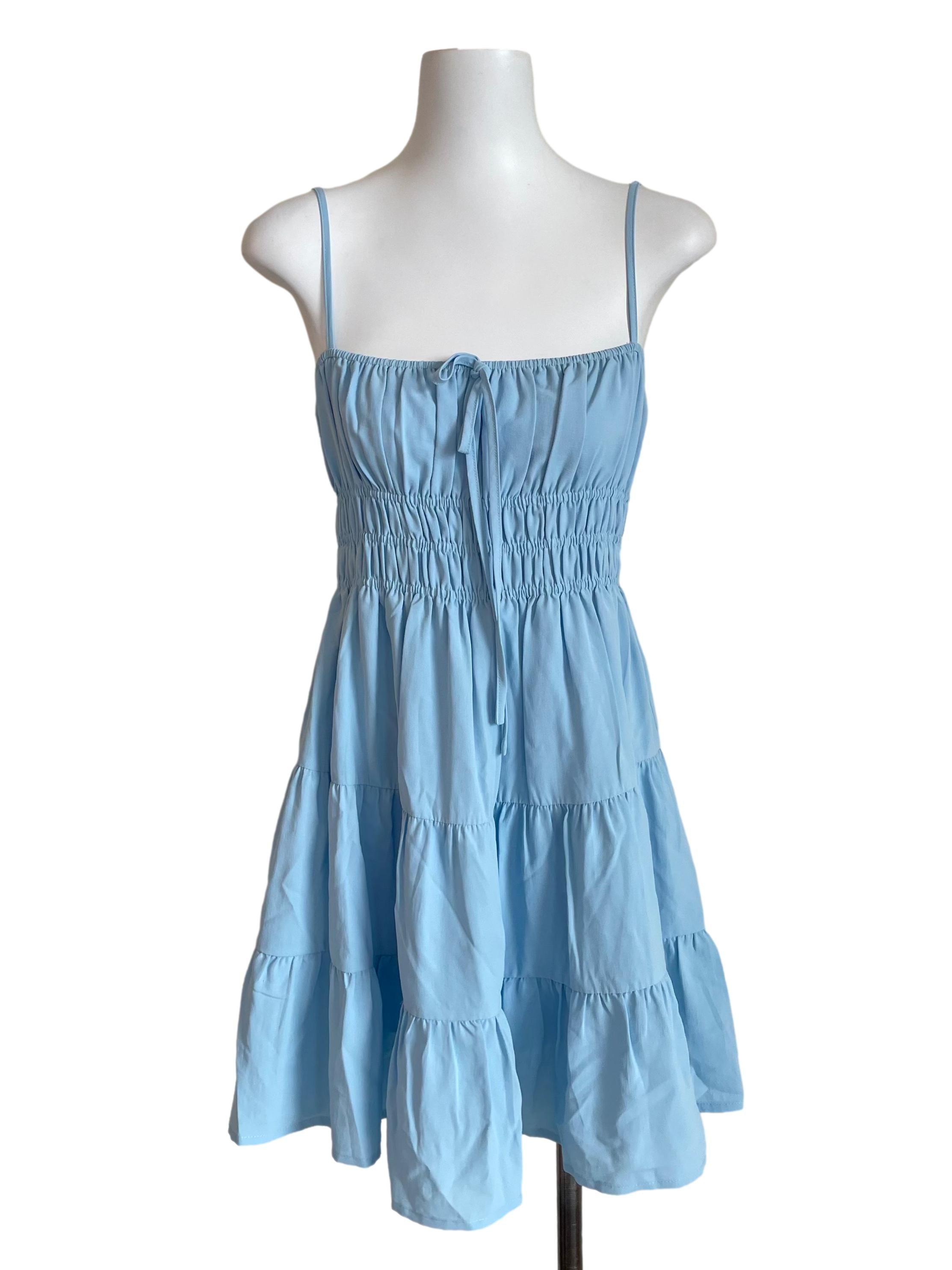 Baby Blue Tiered Petite Cami Dress
