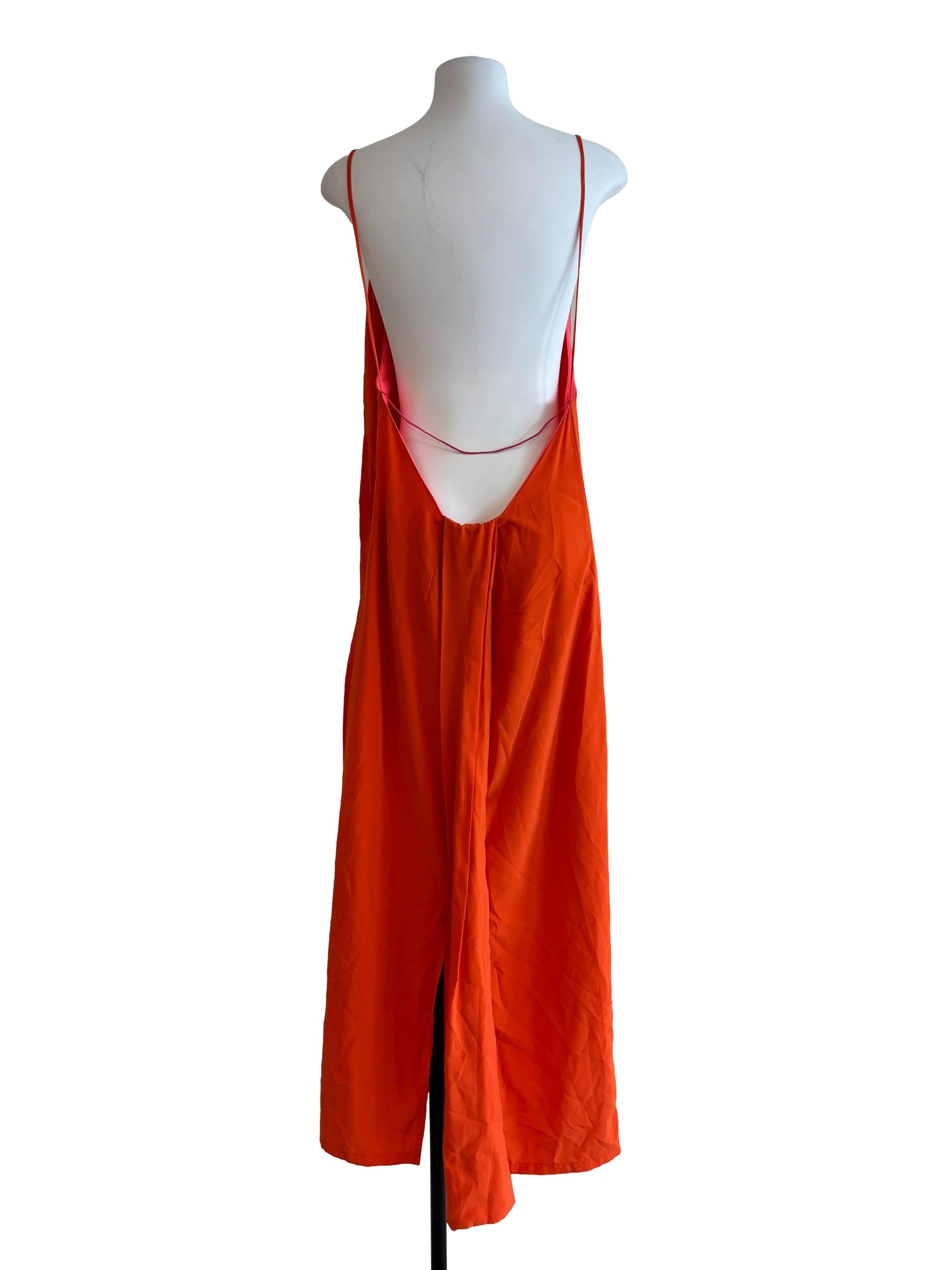 Tangelo Orange Backless Slip Dress