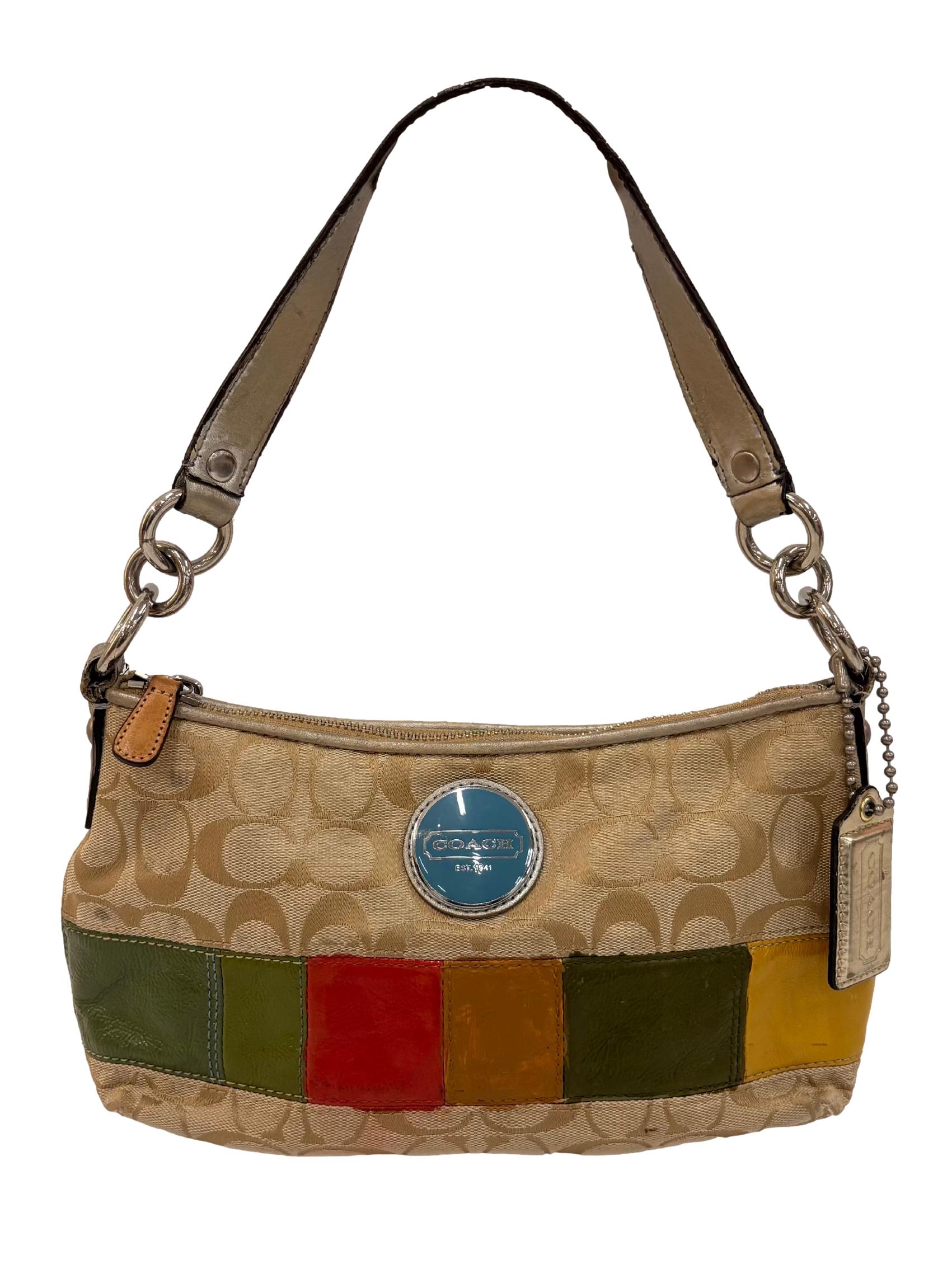 Beige Multicolour Patchwork Shoulder Bag