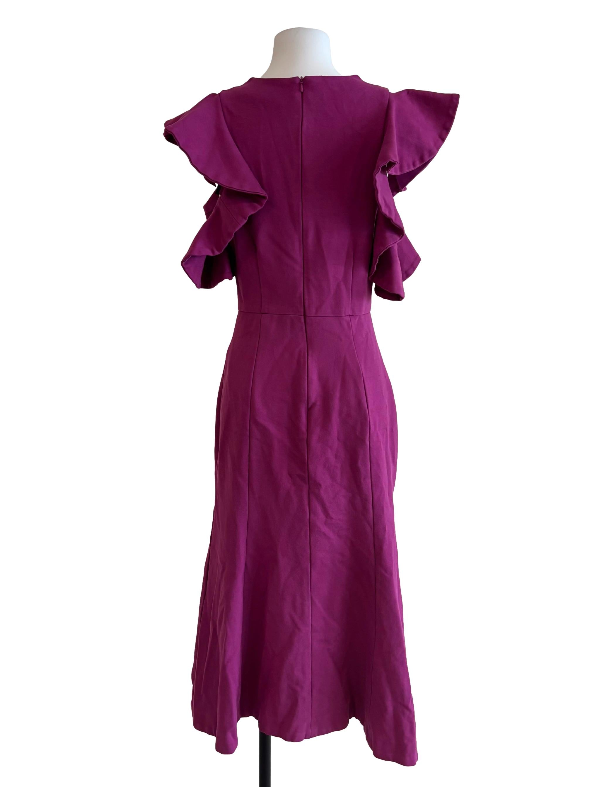 Mulberry Purple Ruffle Sleeve Sheath Dress