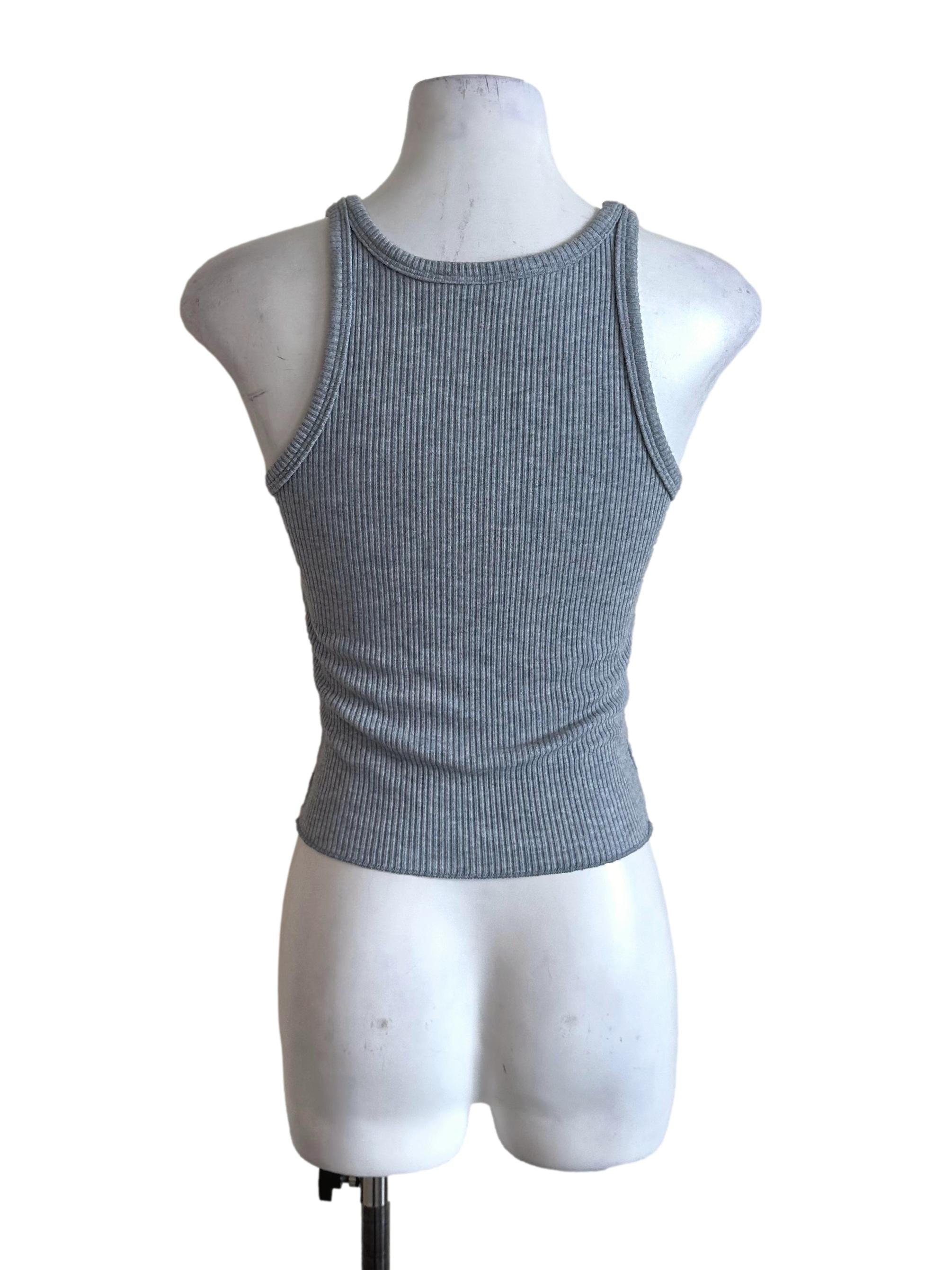 Ash Blue Knit Ribbon Tank Top TEM