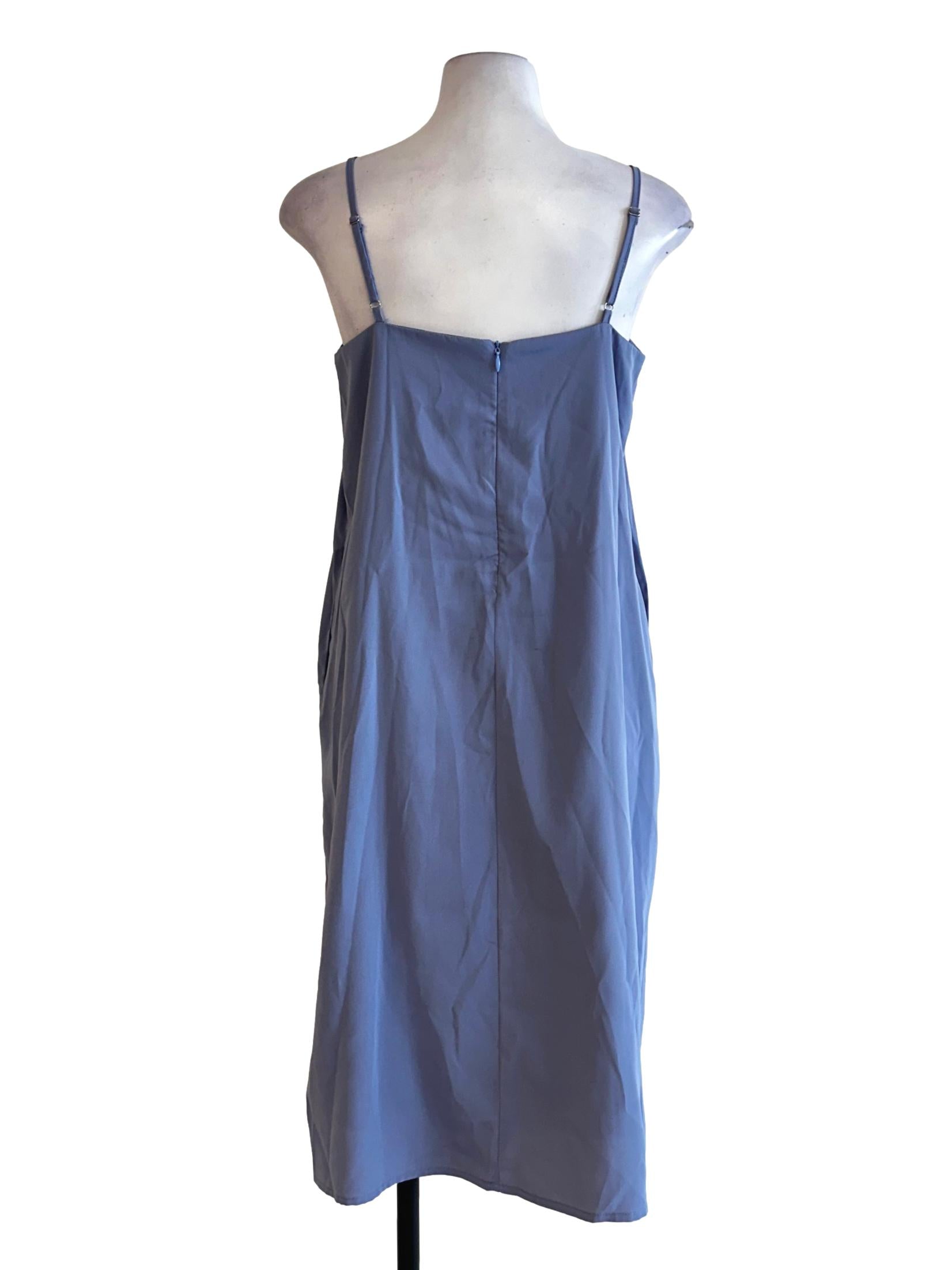 Light Blue Chiffon Plain Dress TTR