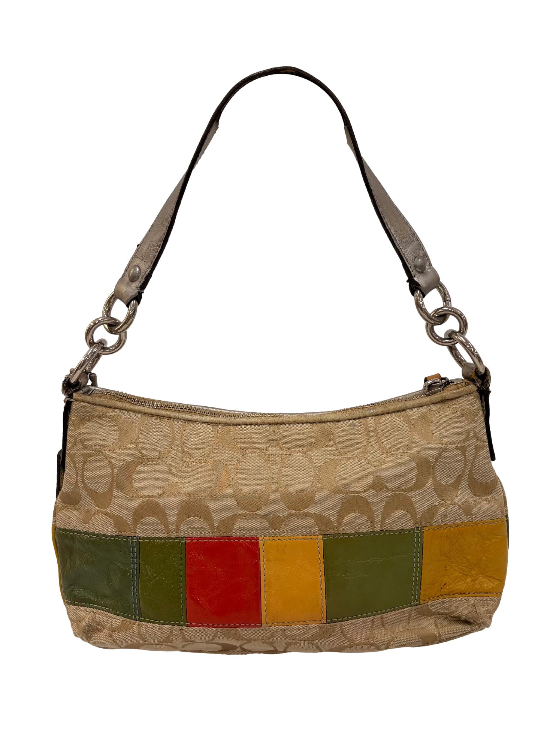 Beige Multicolour Patchwork Shoulder Bag